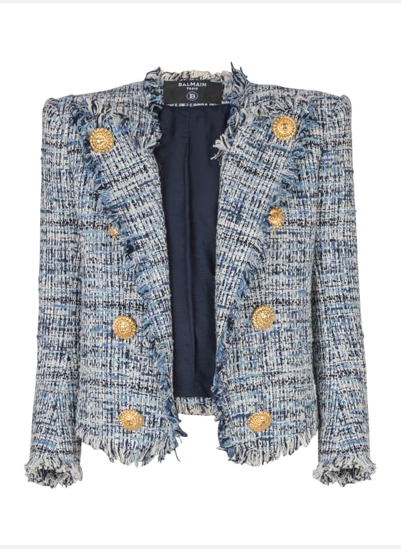 Spencer 8boutons bord à bord en tweed Bleu by BALMAIN BALMAIN Spencer 8boutons bord à bord en tweed Bleu