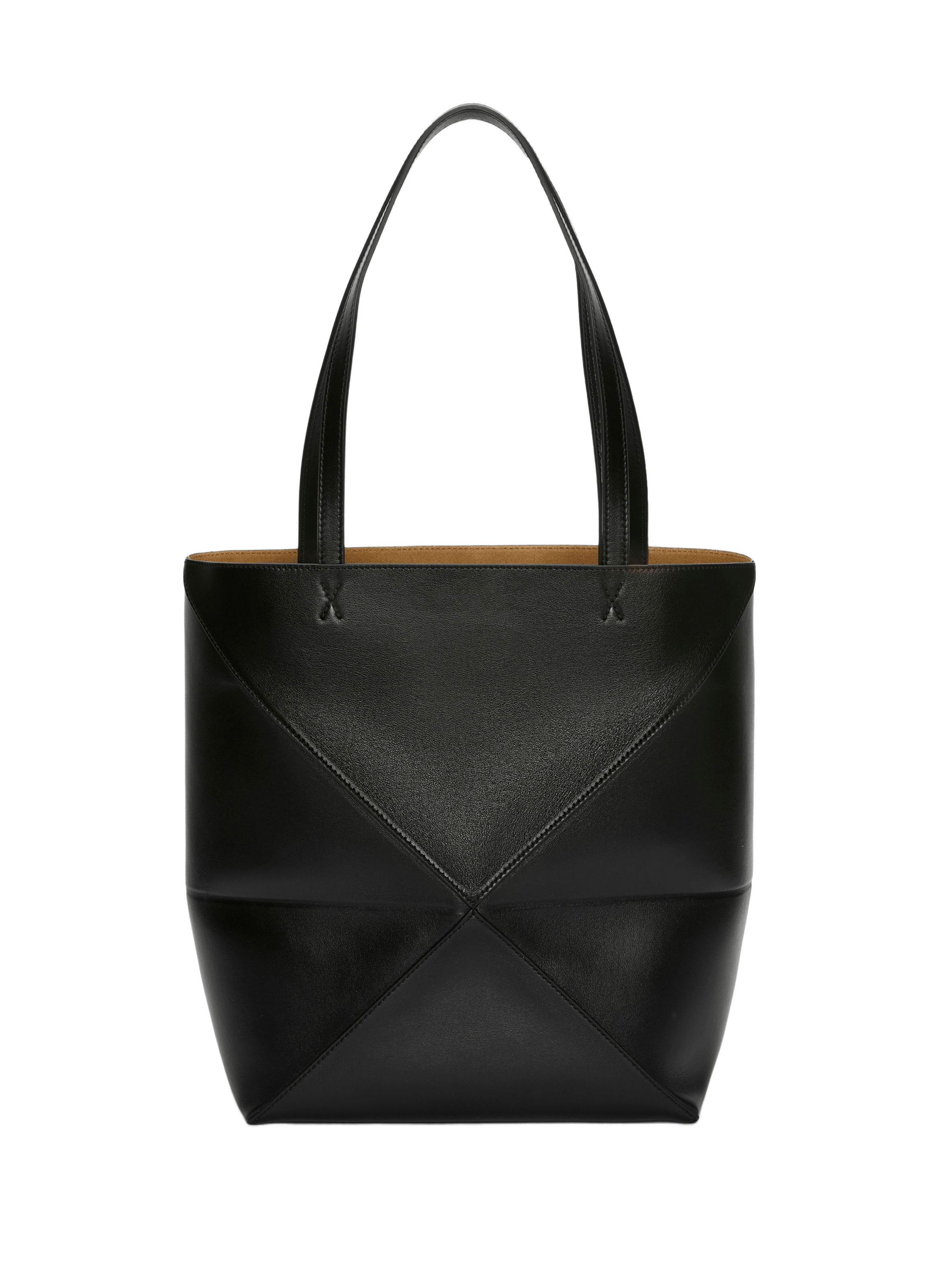 Medium Puzzle Fold leather tote in shiny calfskin LOEWE Black
