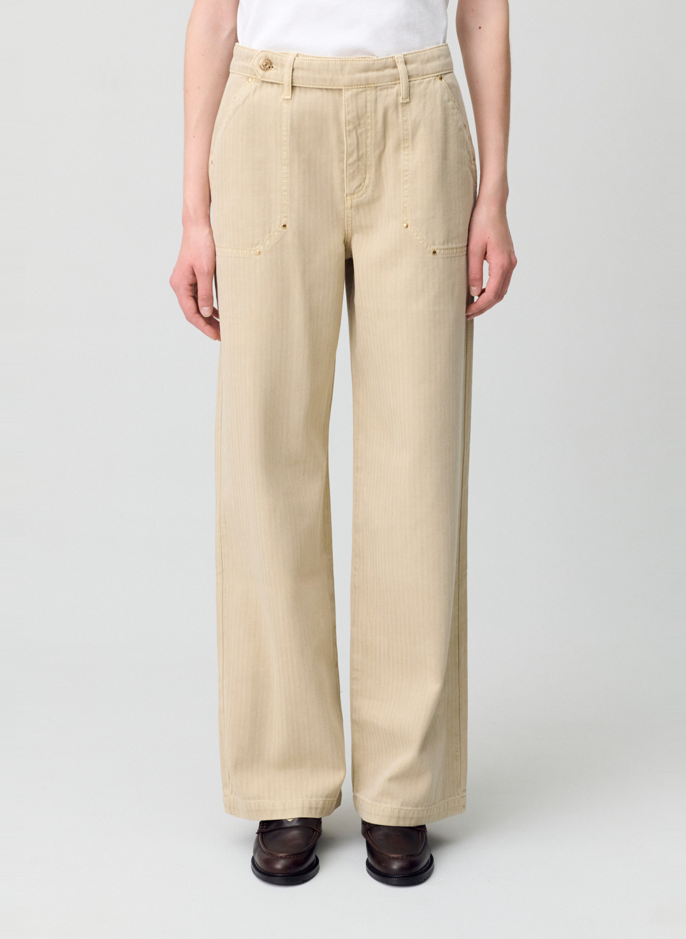 Jean droit en coton CLAUDIE PIERLOT Beige