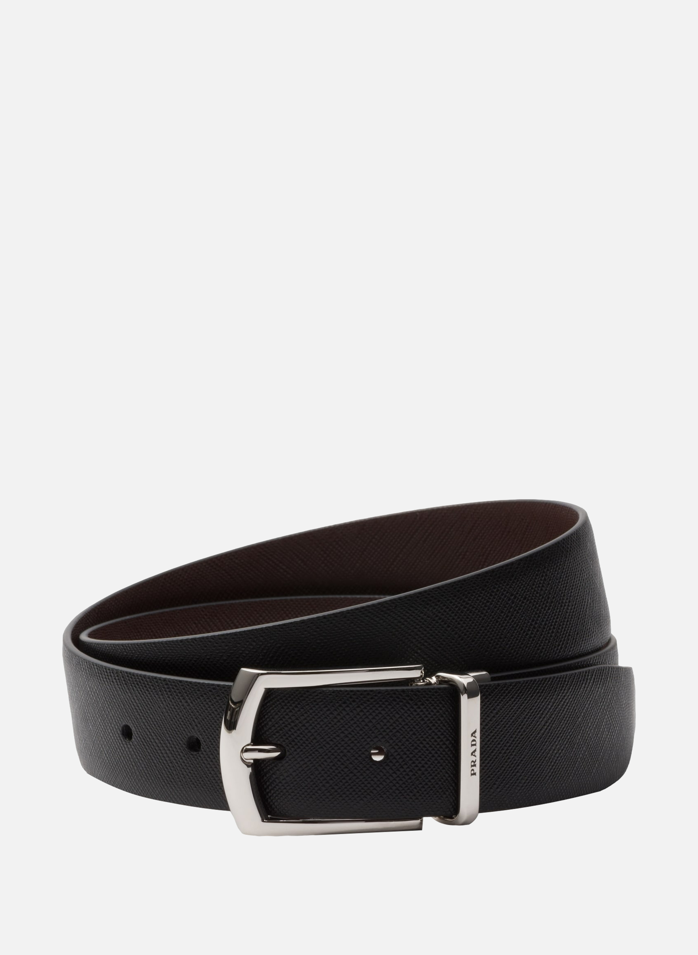 Ceinture réversible en cuir saffiano PRADA Noir