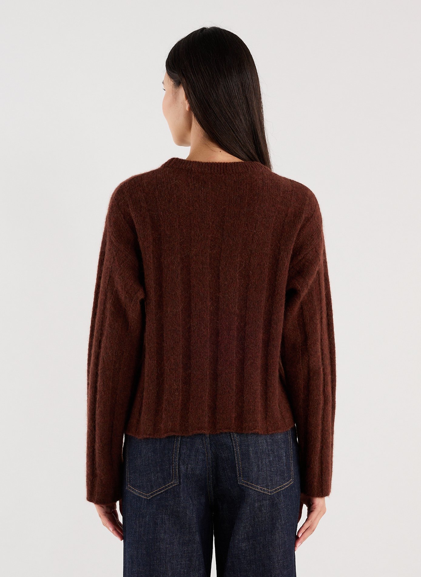 Pull Taylory court col rond en laine mélangée SAISON 1865 Marron