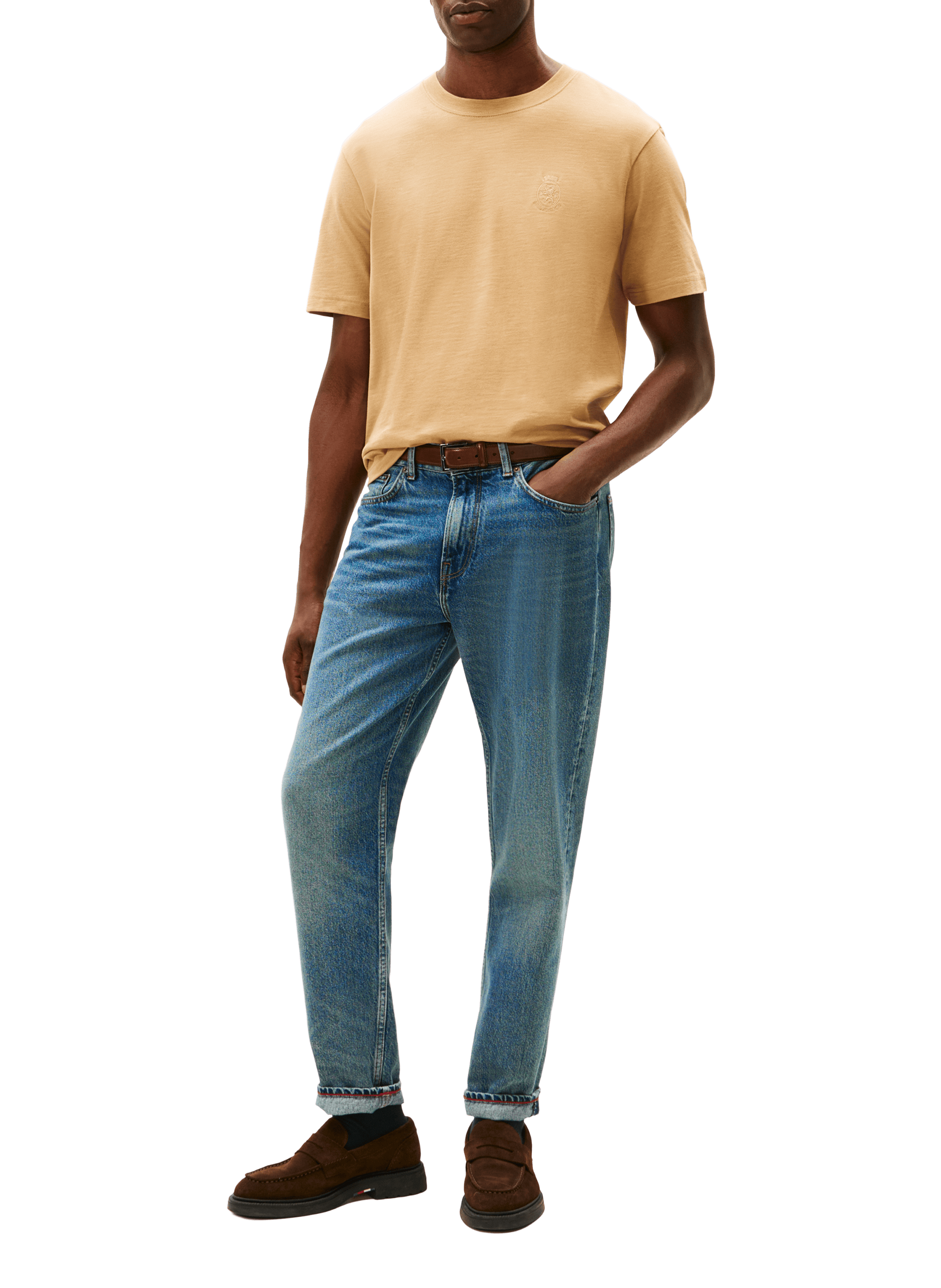 Cotton round-neck T-shirt TOMMY HILFIGER Brown