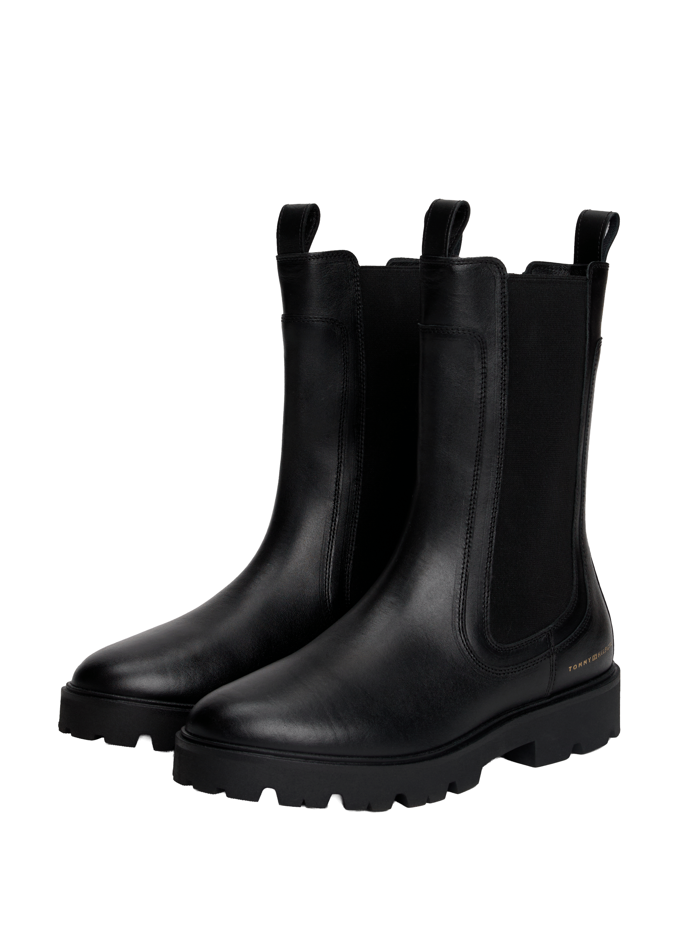 Bottines bout rond en cuir TOMMY HILFIGER Noir