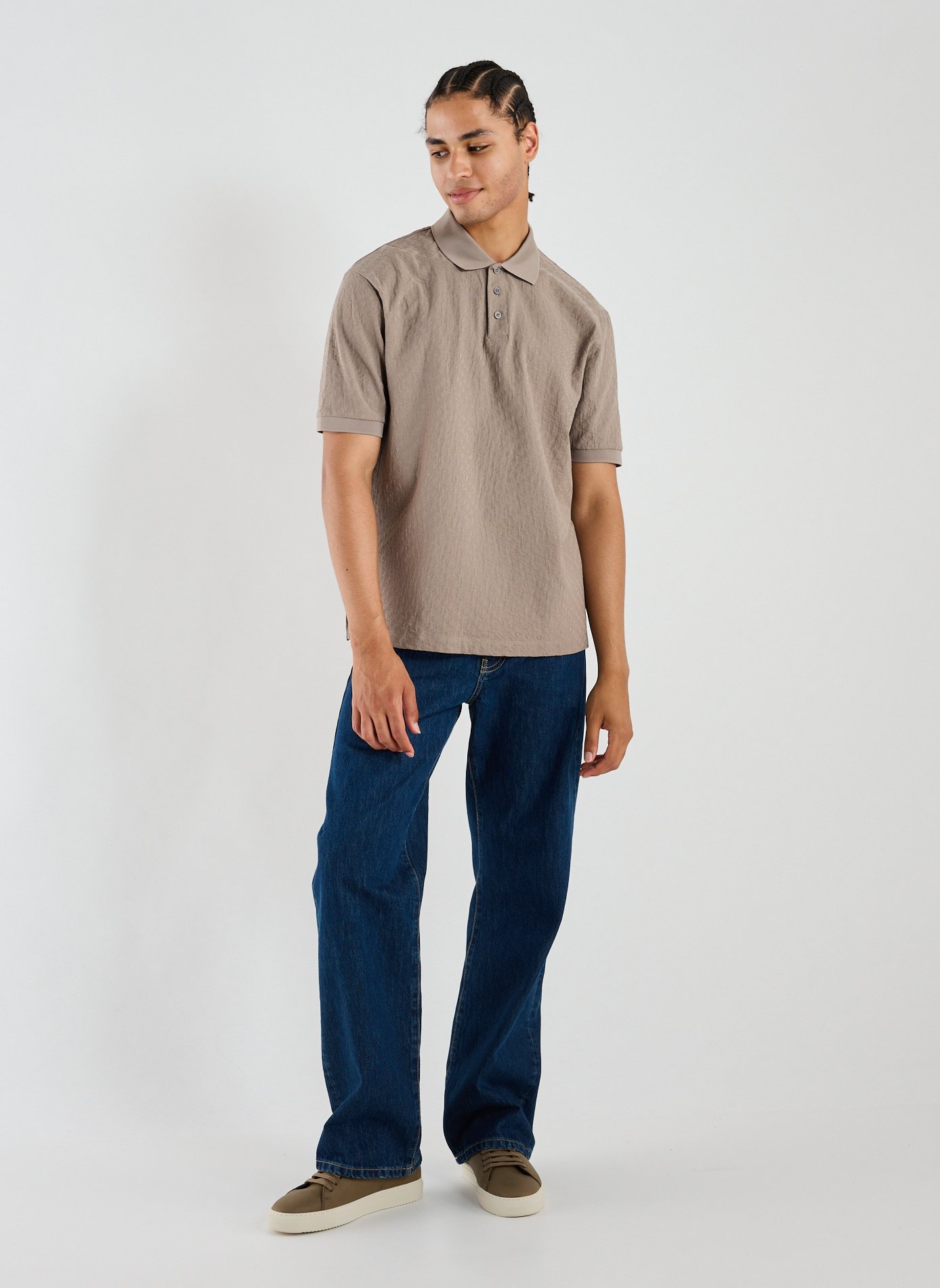 Short-sleeved jacquard cotton polo ARMANI EXCHANGE Brown