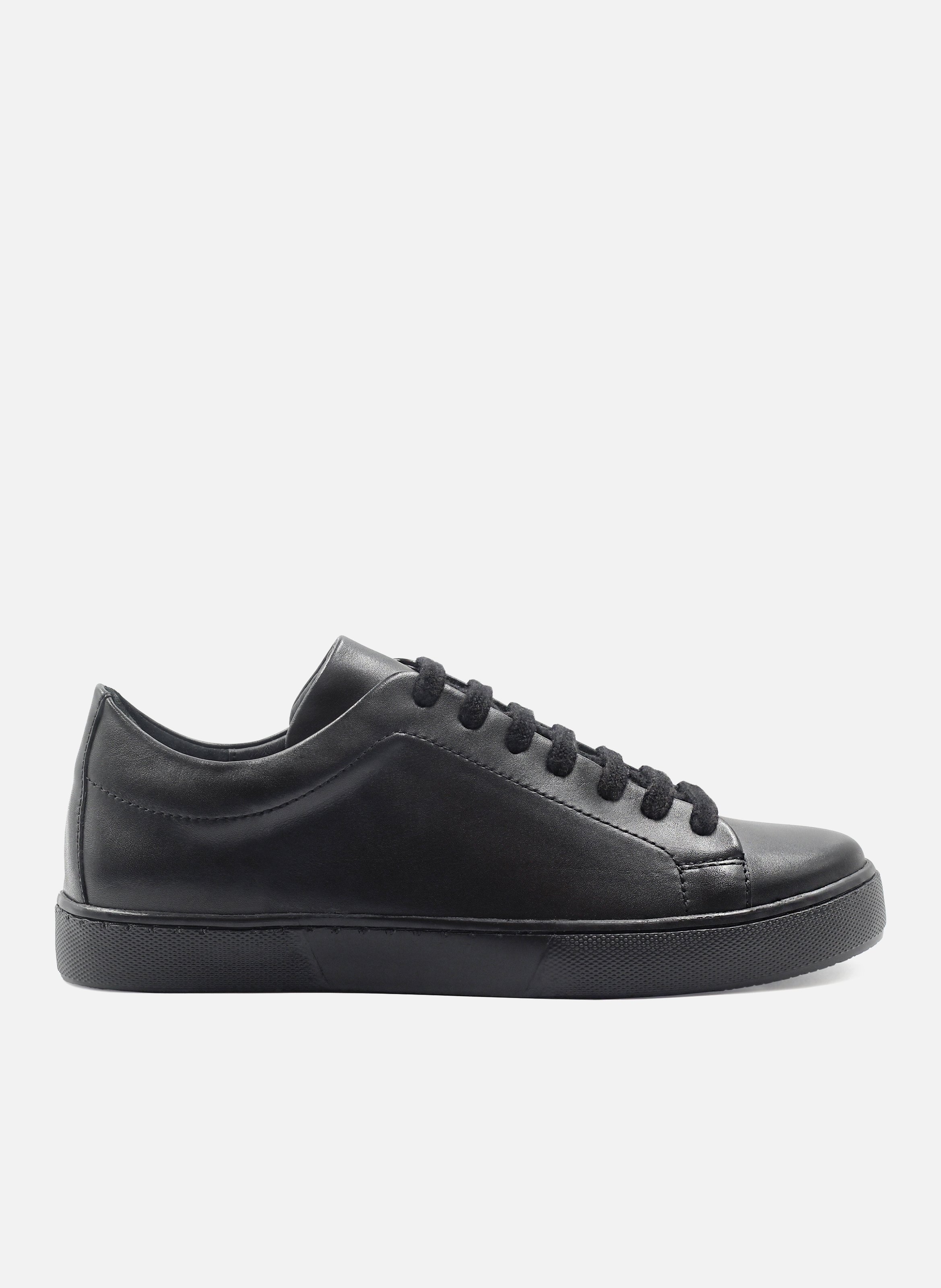 JULES & JENN Tennis lacet cuir lisse Noir