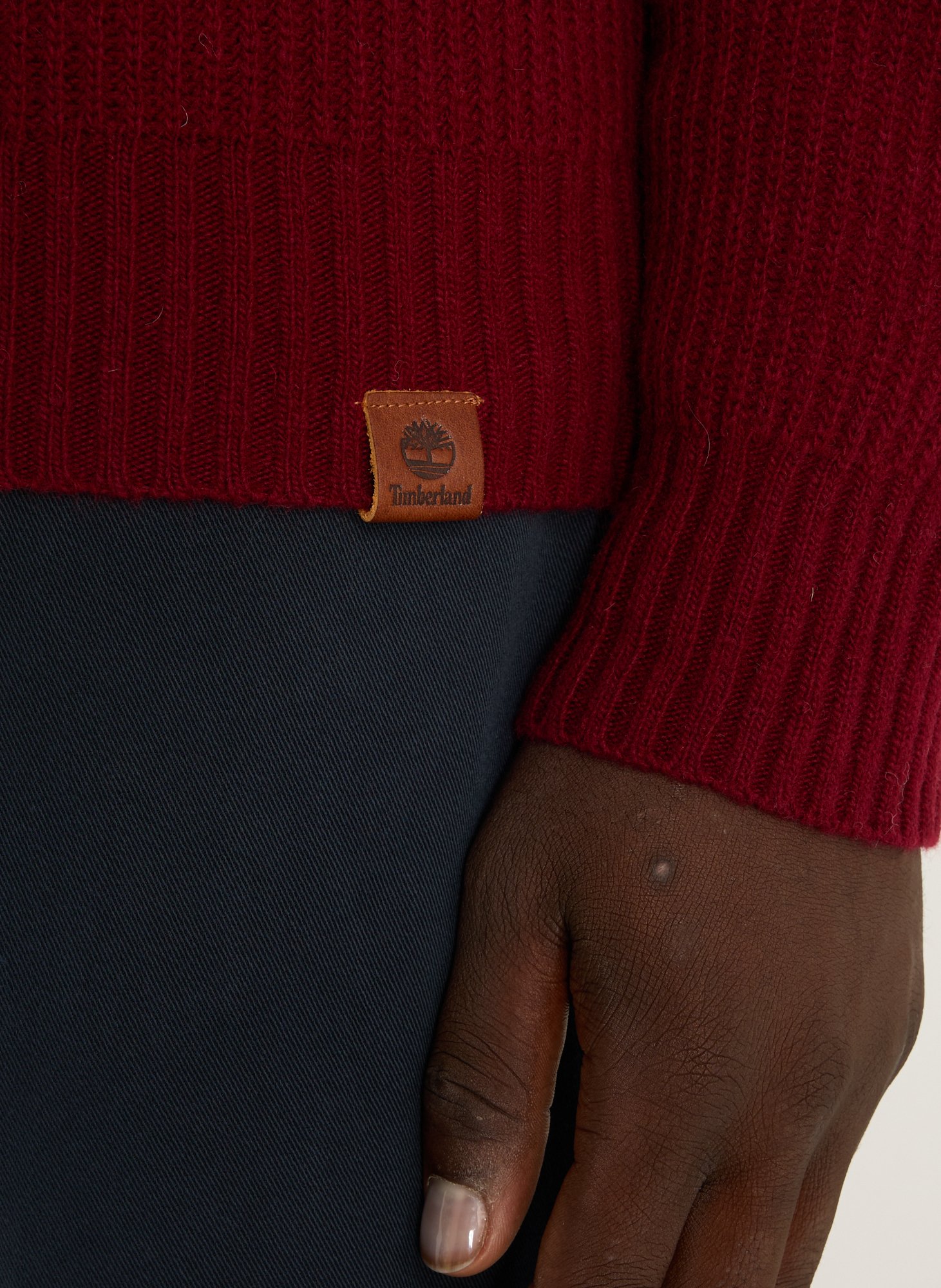 Straight ribbed knit cotton blend sweater TIMBERLAND Red