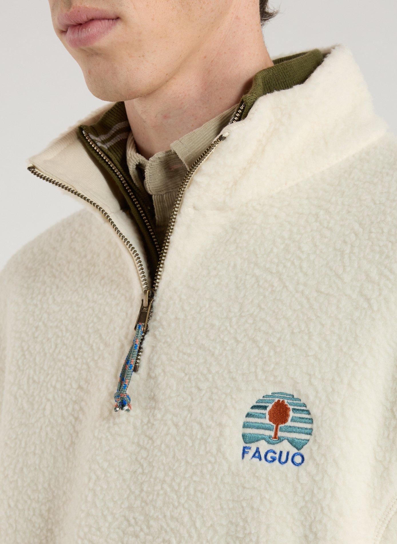 Veste polaire droite Aubiac à col montant FAGUO Beige