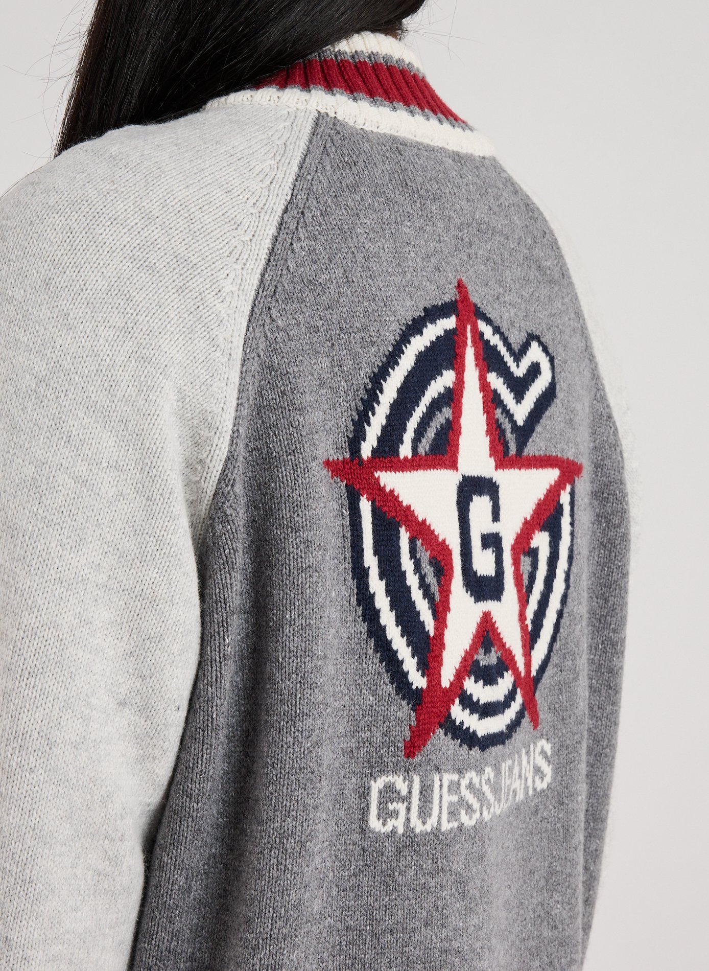 Veste col montant en coton et laine mélangés GUESS Multicolore