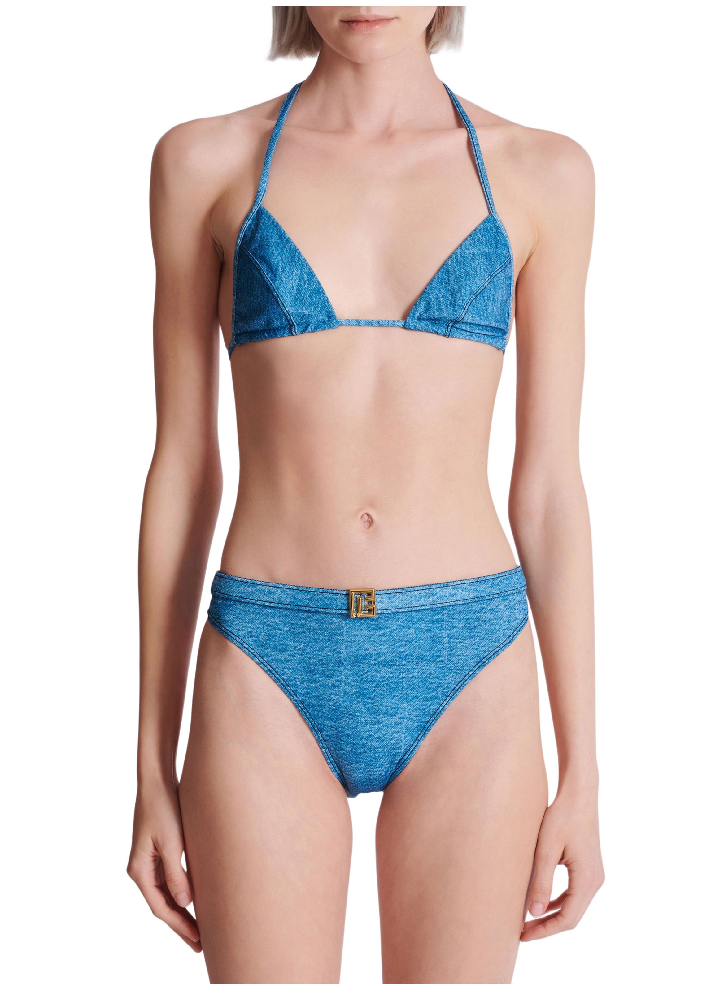 Maillot de bain 2 pièces denim BALMAIN Bleu