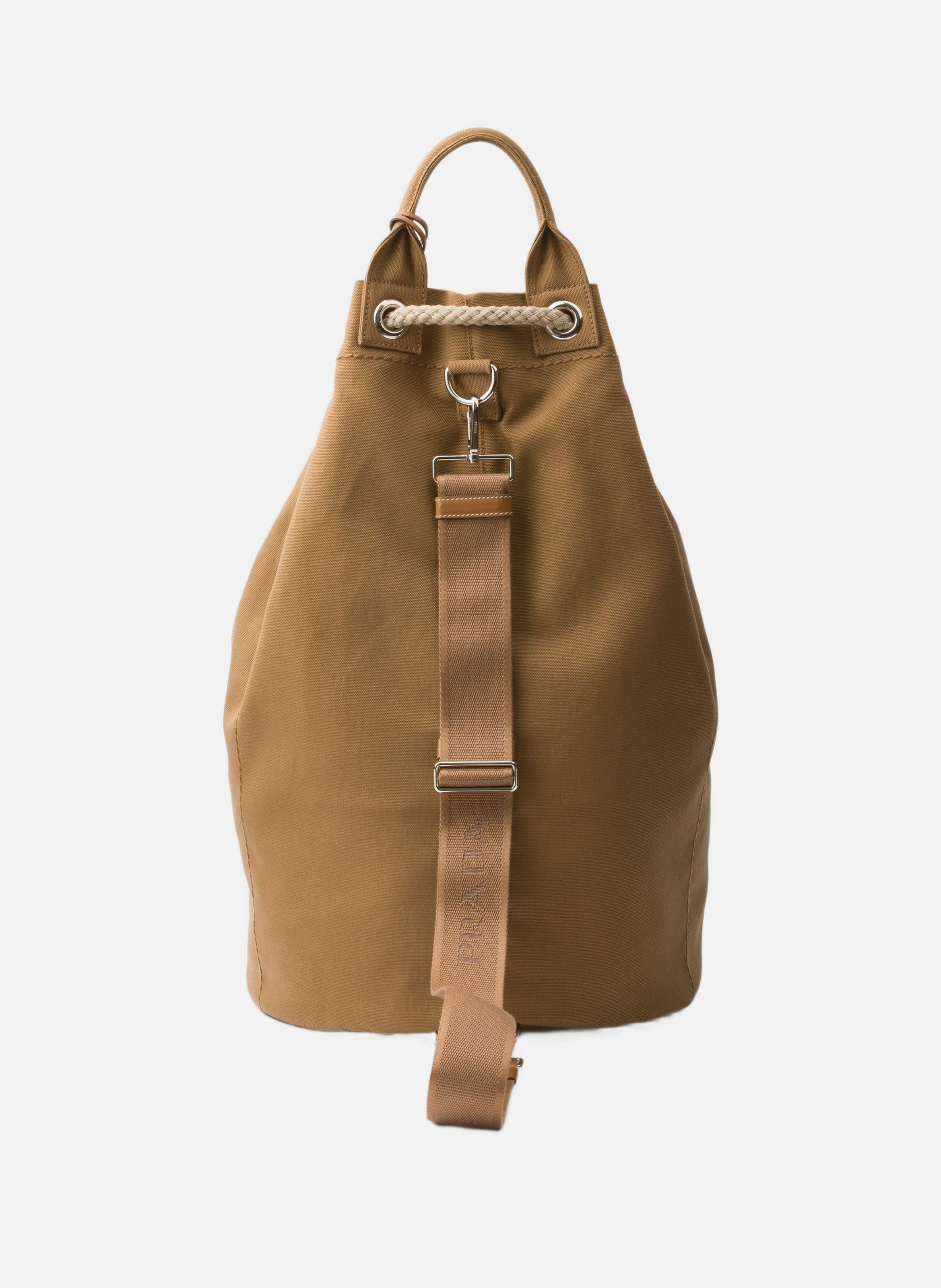 Sac de sport en toile avec cordon de serrage PRADA Marron