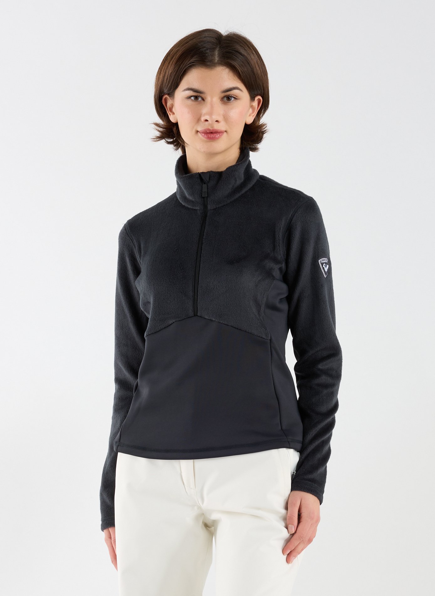 ROSSIGNOL Pull col montant en polaire à demi zip  Noir