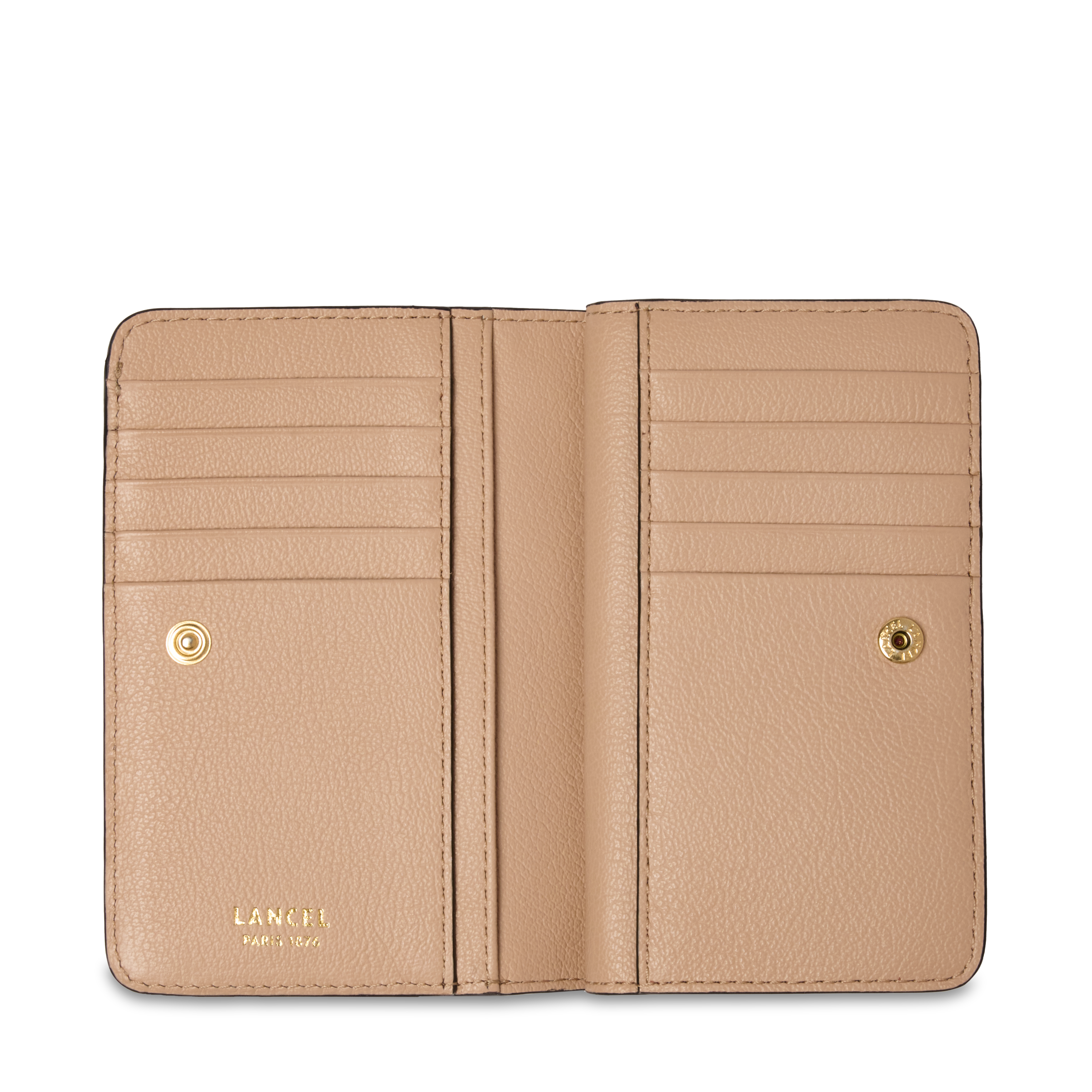 Portefeuille rectangulaire zippé bcbg de lancel en cuir LANCEL Beige