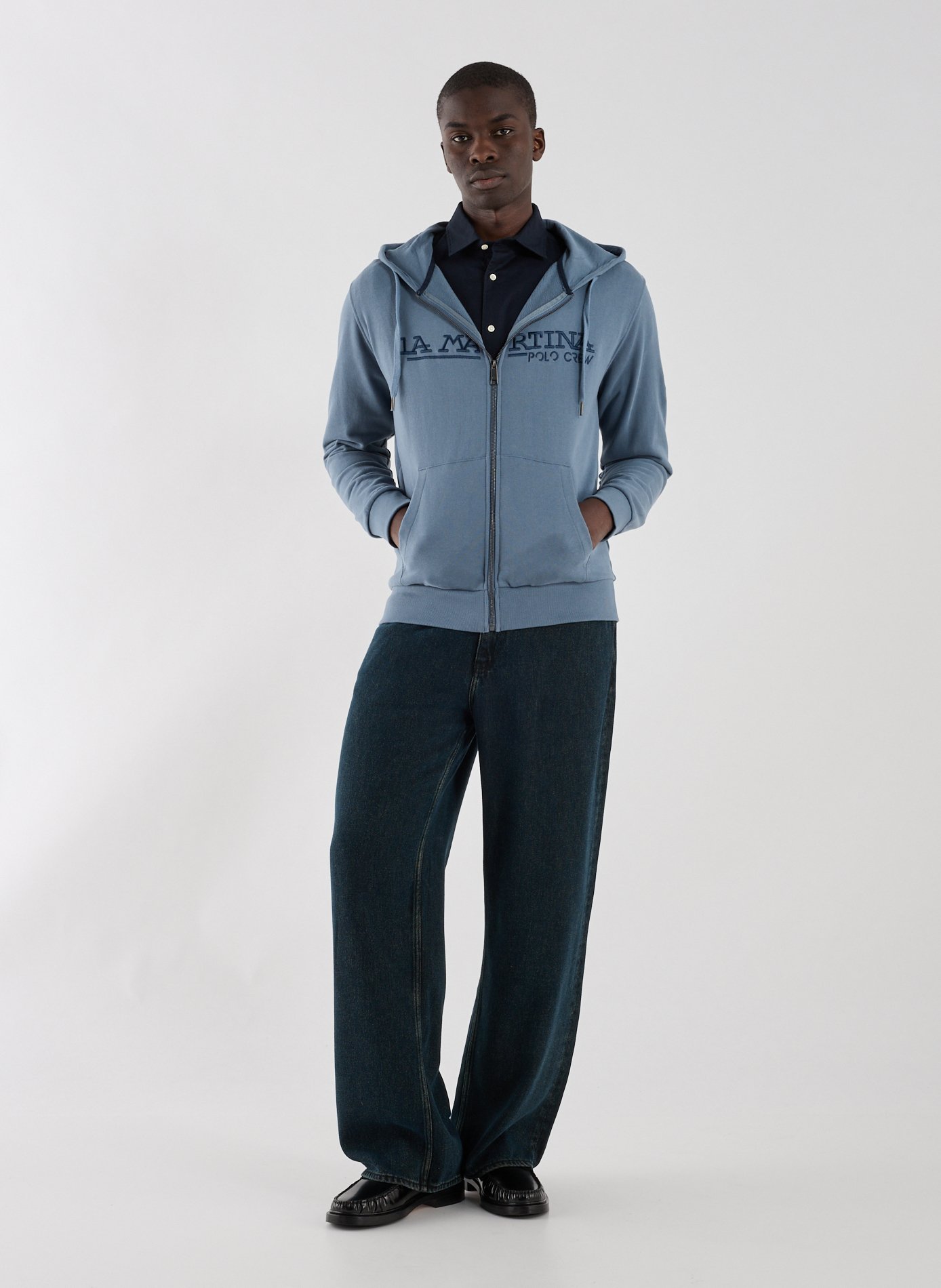 Hoodie à glissière en coton  LA MARTINA Bleu