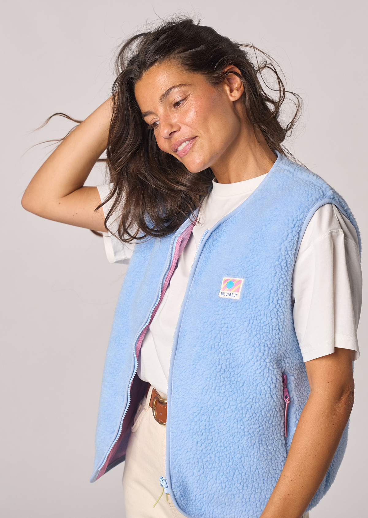 Veste sherpa zippée sans manches BILLYBELT Bleu