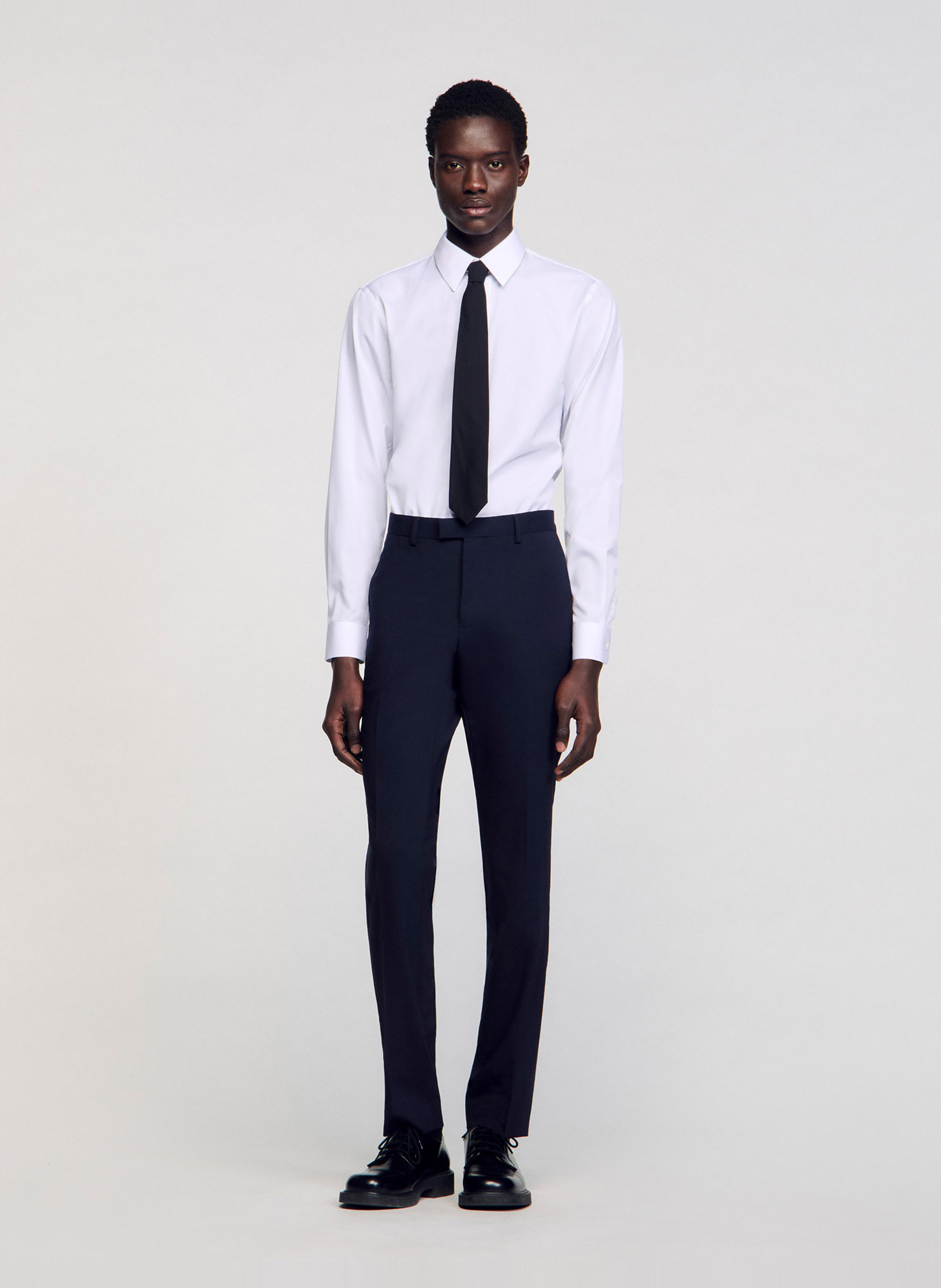 Pantalon de costume regular-fit en laine SANDRO Bleu