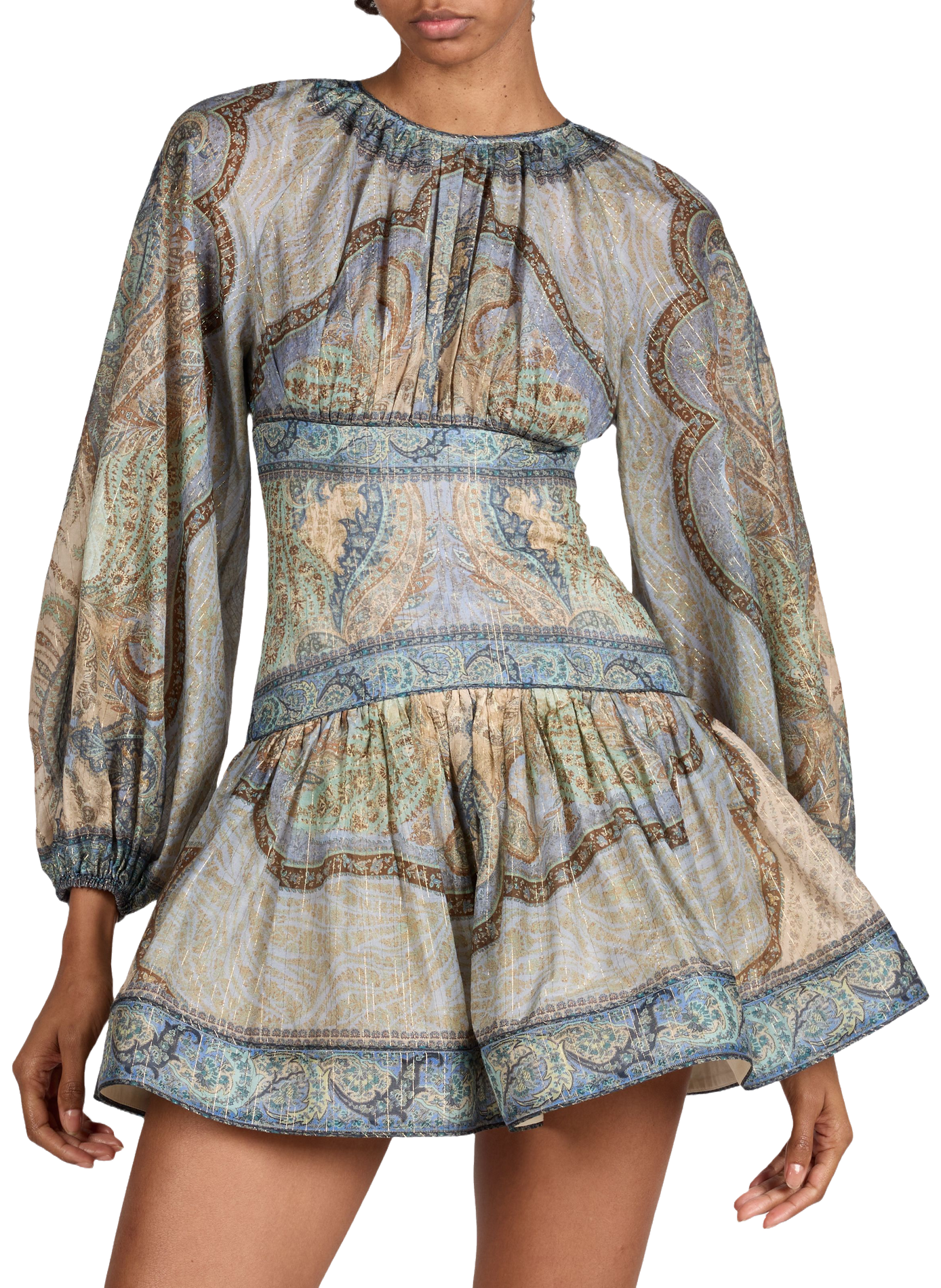 Robe ballon à imprimé en coton et soie mélangés ZIMMERMANN Multicolore