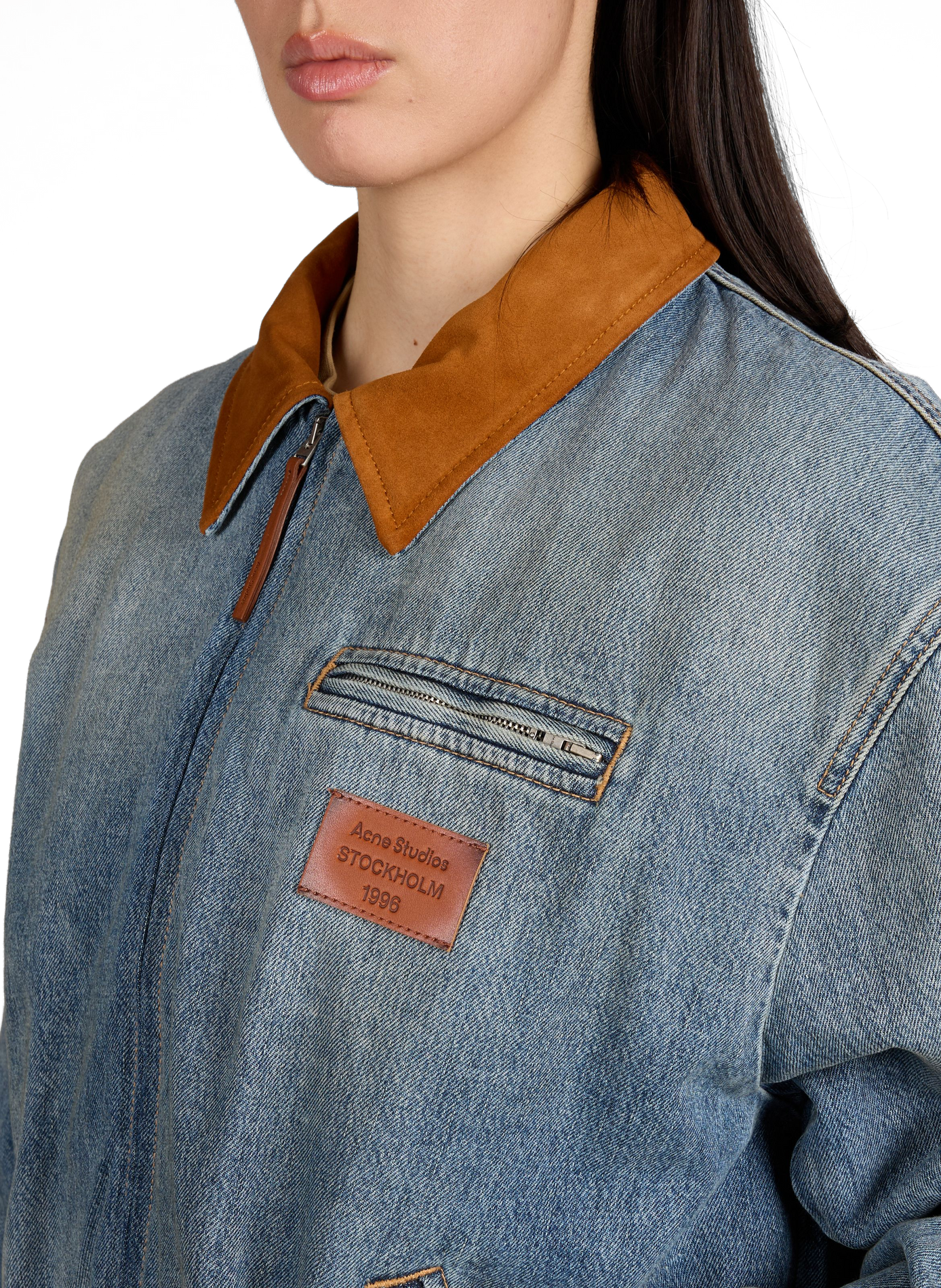 Bomber ample en denim de coton mélangé ACNE STUDIOS Bleu