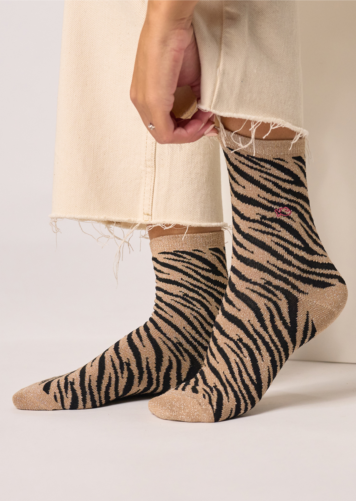 Chaussettes en coton peigné zèbre BILLYBELT Marron