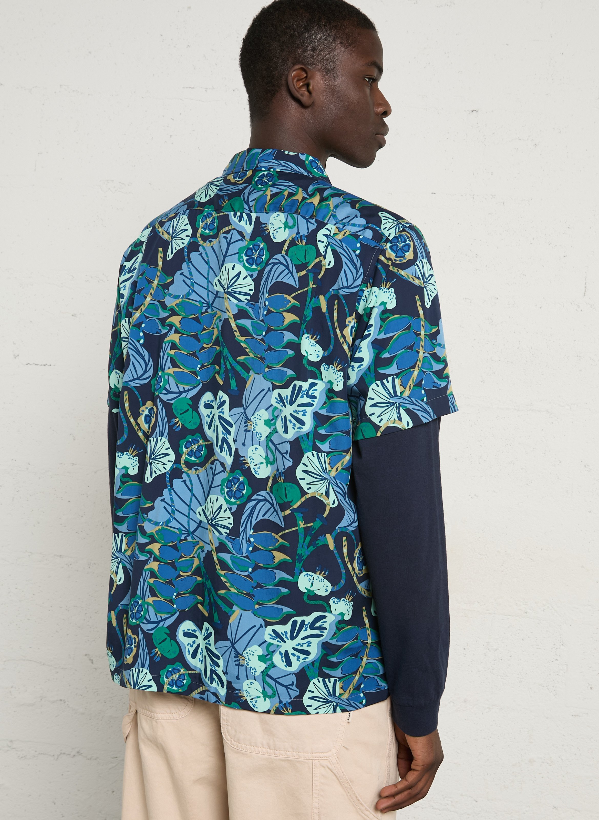 Chemise droite col cubain imprimée PATAGONIA Bleu