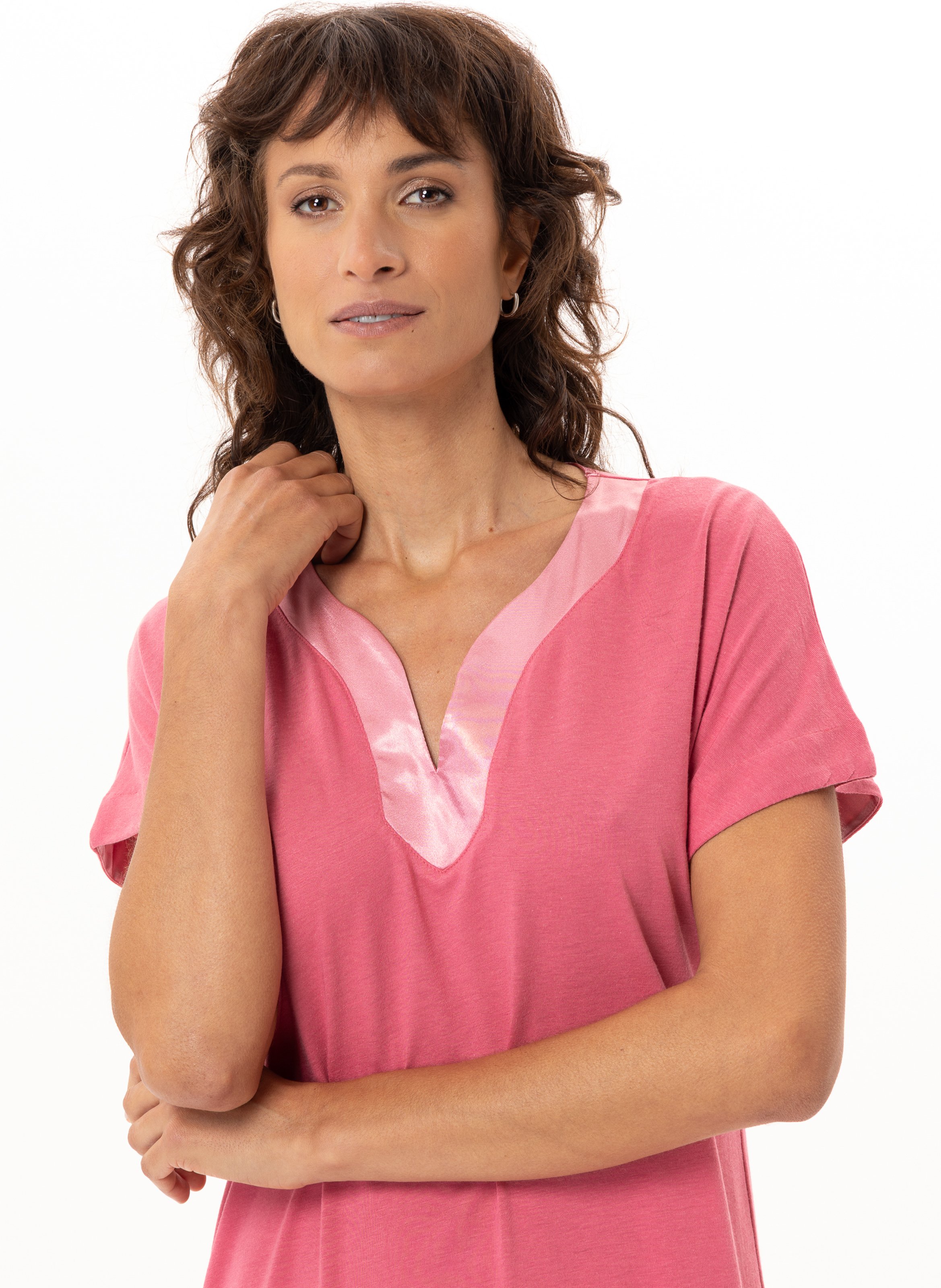 Chemise de nuit en coton modal mily 201 LE CHAT Rose