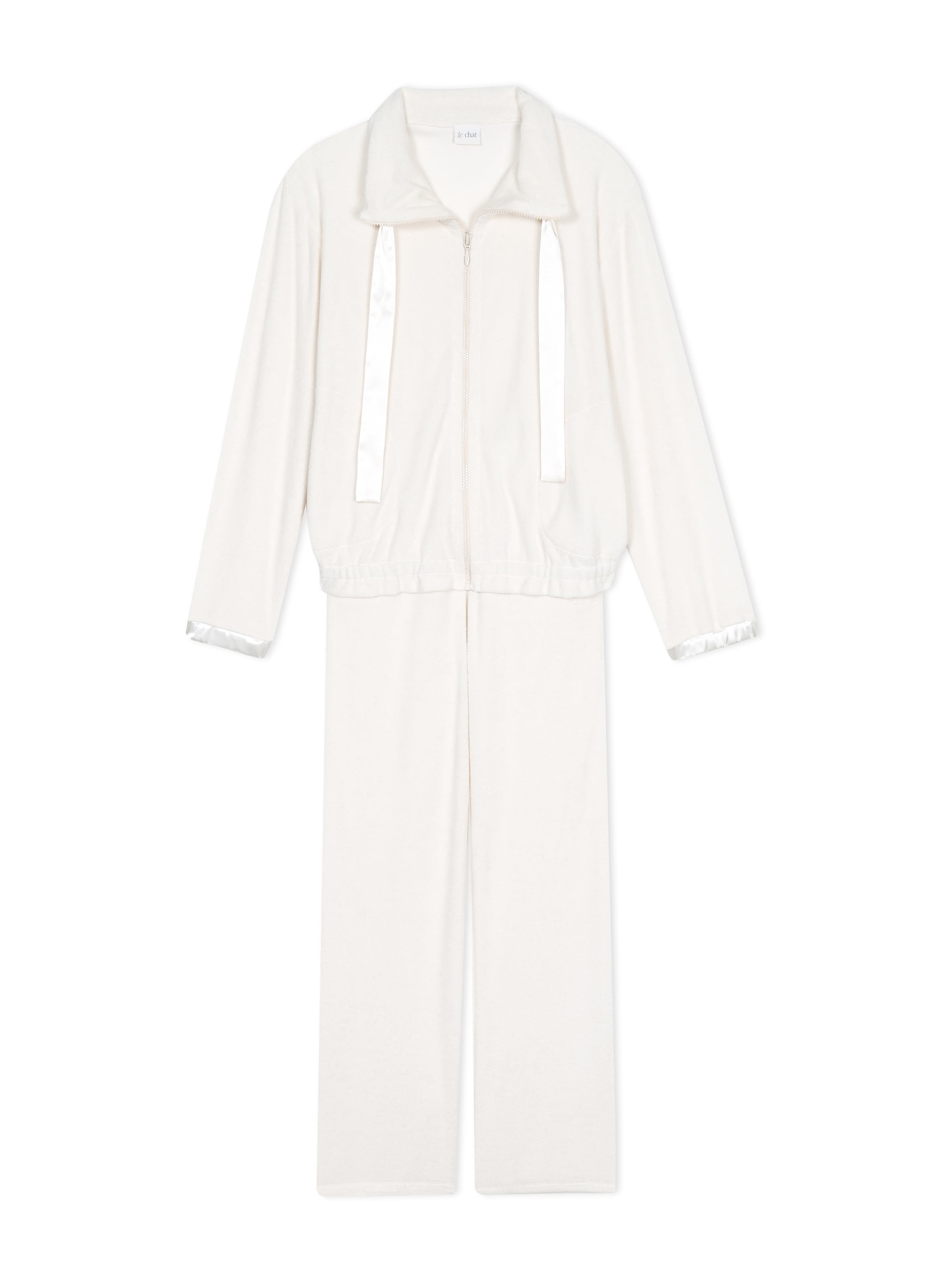 Ensemble homewear zippé en bouclette éponge gelato 226 LE CHAT Blanc