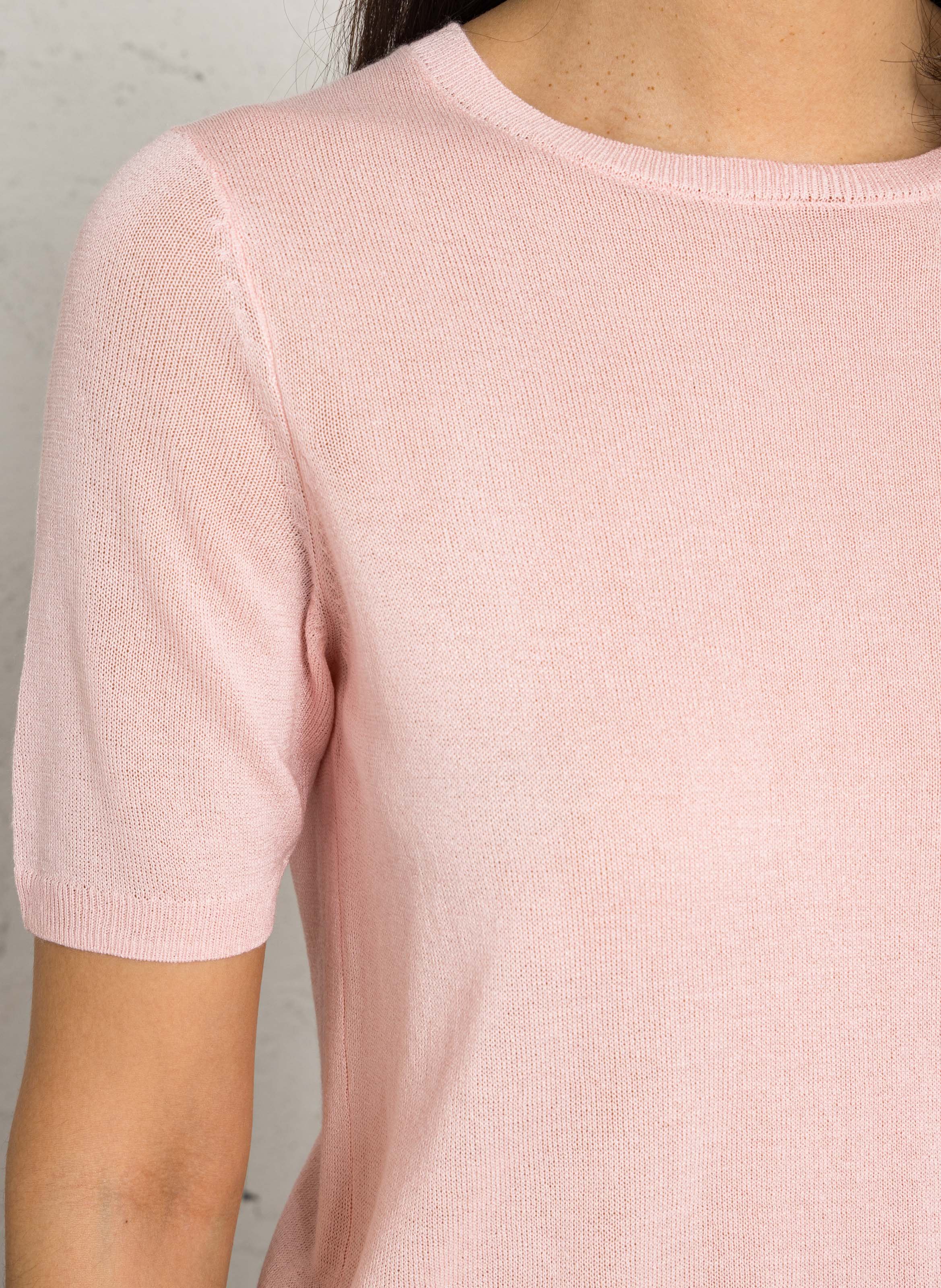 Pull manches courtes en maille fine unie paprika bis MAISON 123 Rose
