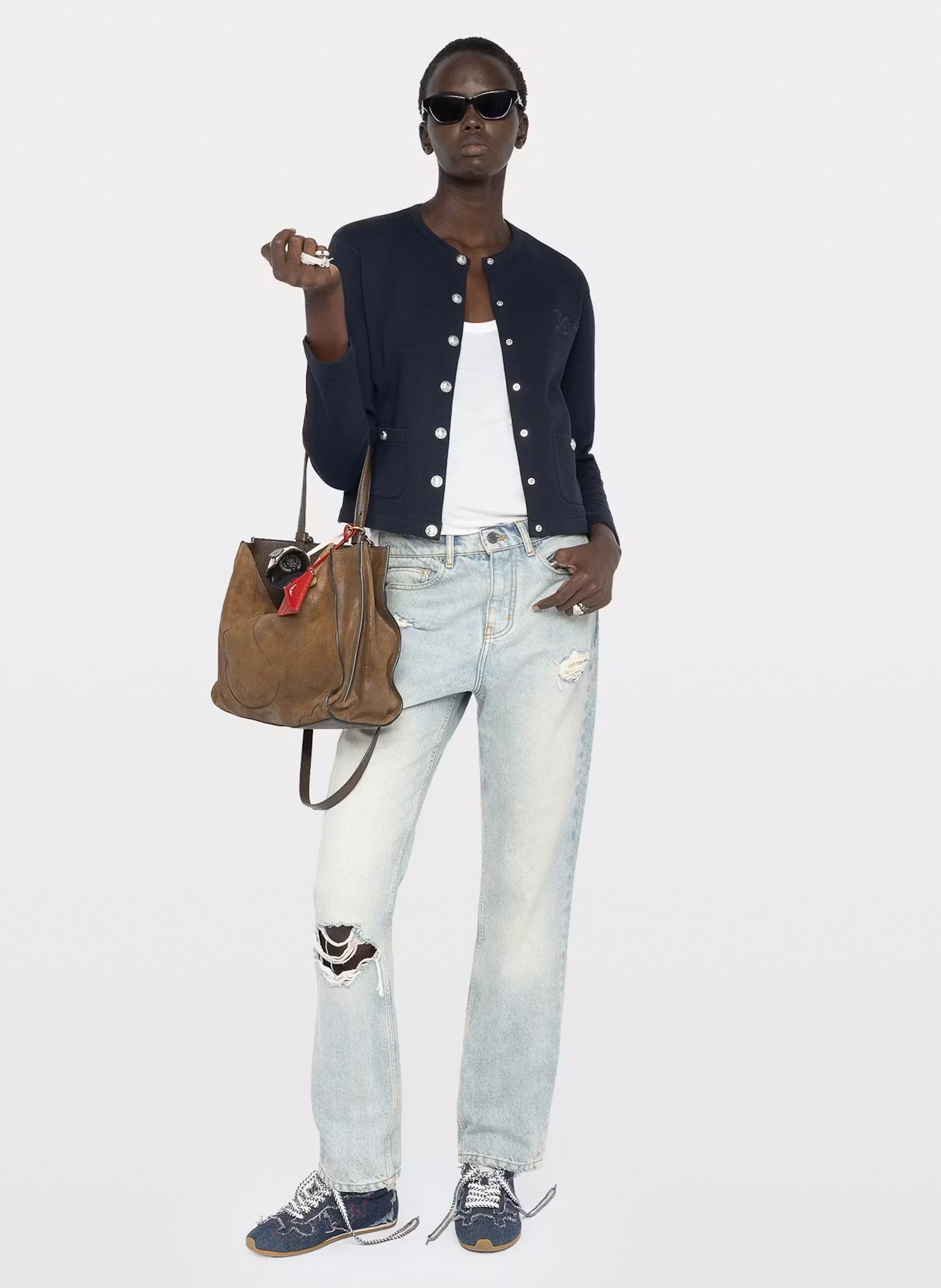 Cardigan boutonné uni en coton bio cama ZADIG&VOLTAIRE Bleu