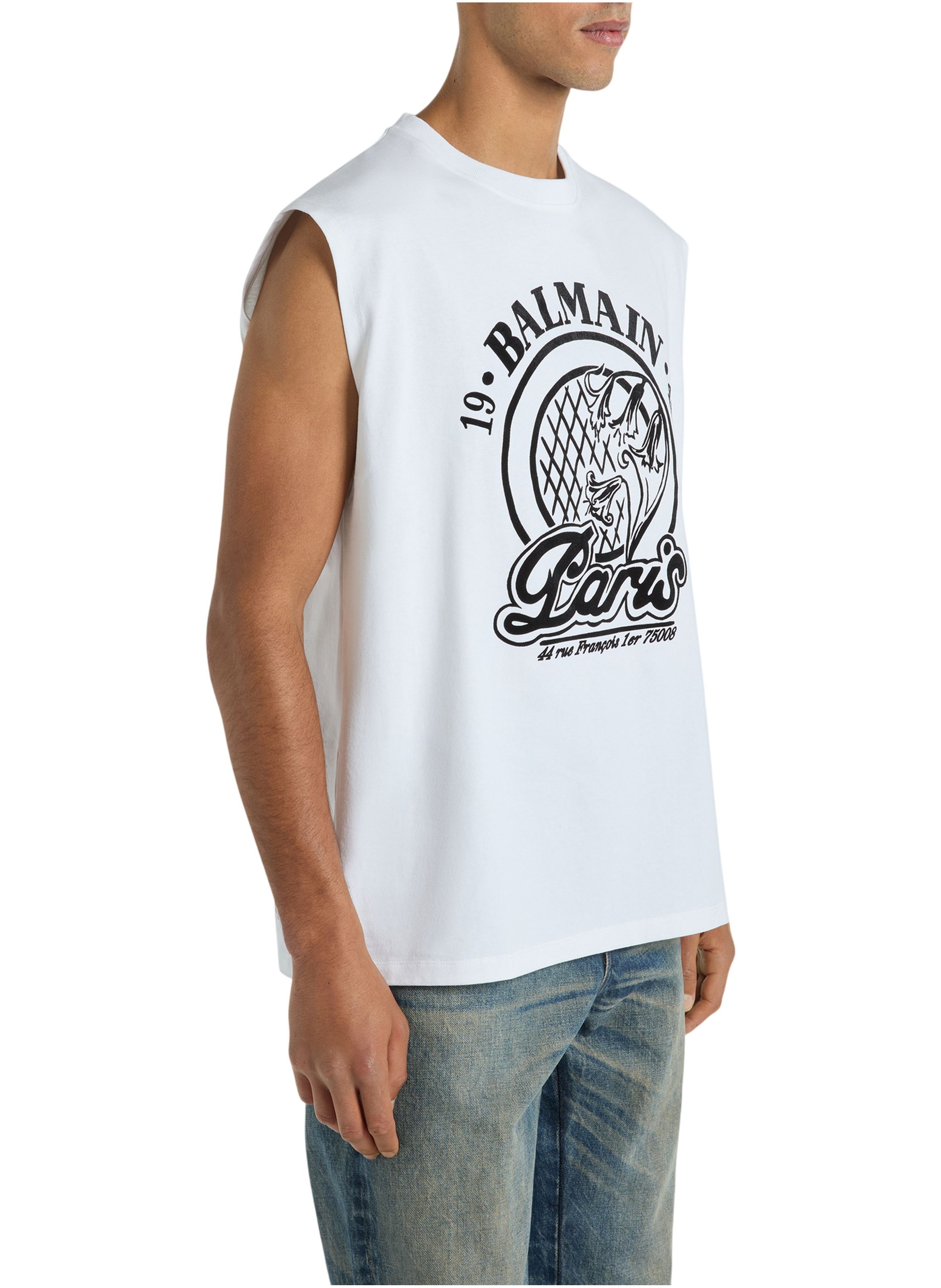 Débardeur balmain quilted floqué BALMAIN Blanc