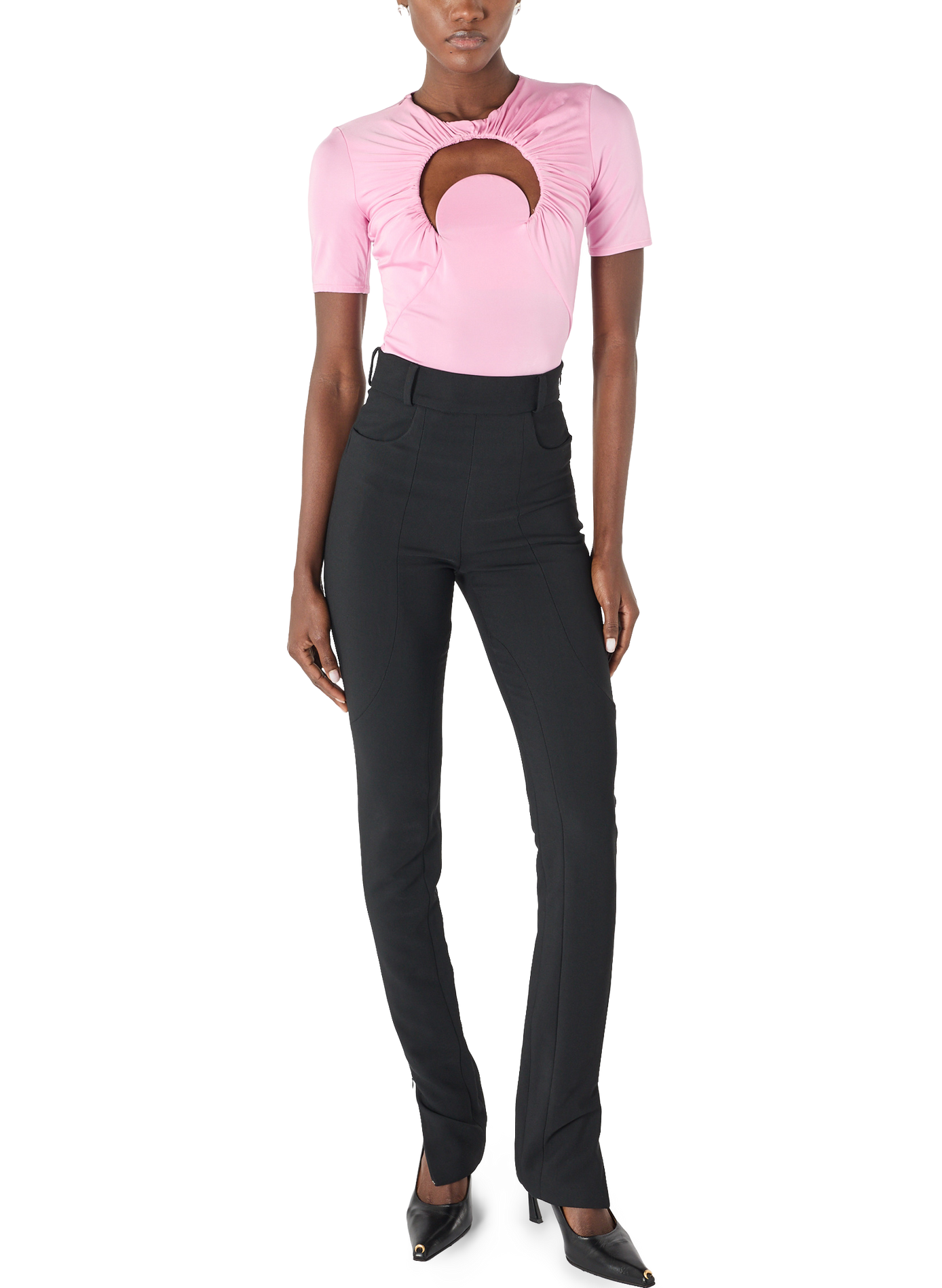 Top moon froncé en jersey manches courtes MARINE SERRE Rose