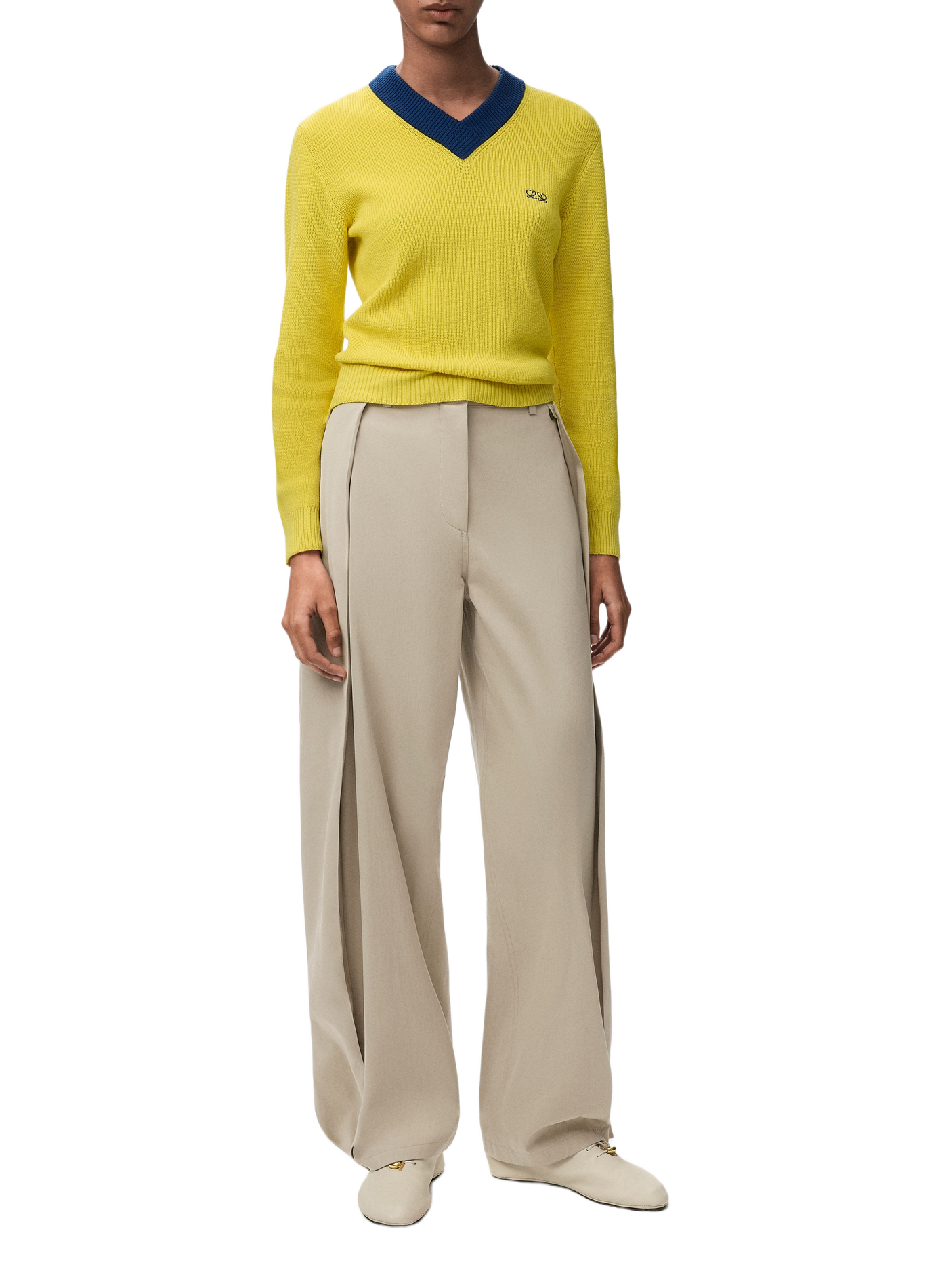 Baumwoll- und Seidenhose LOEWE Beige