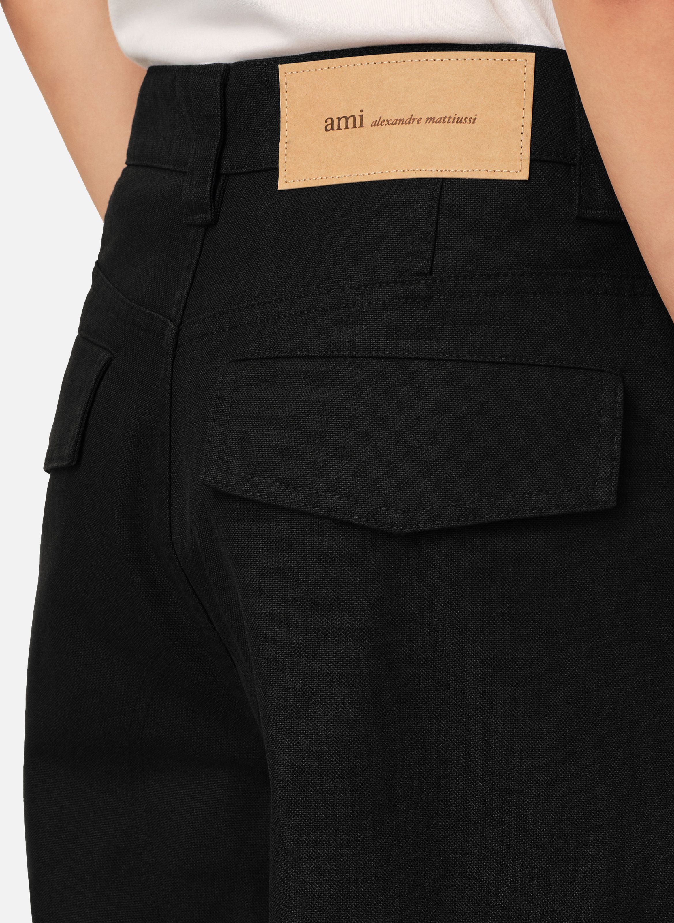 Pantalon cargo coupe baggy en coton AMI PARIS Noir