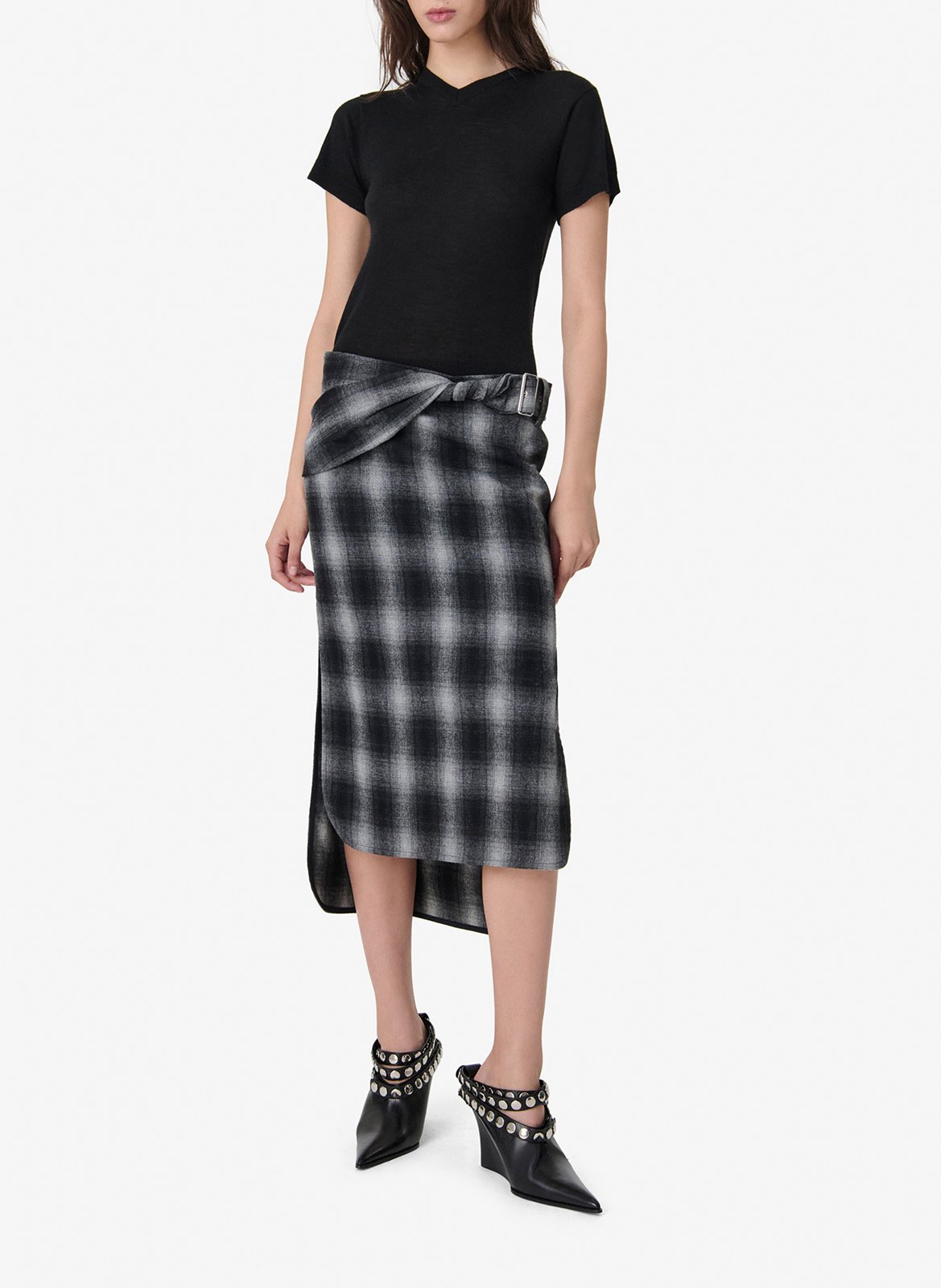 Midi-rok met print en nylane riem IRO Grijs