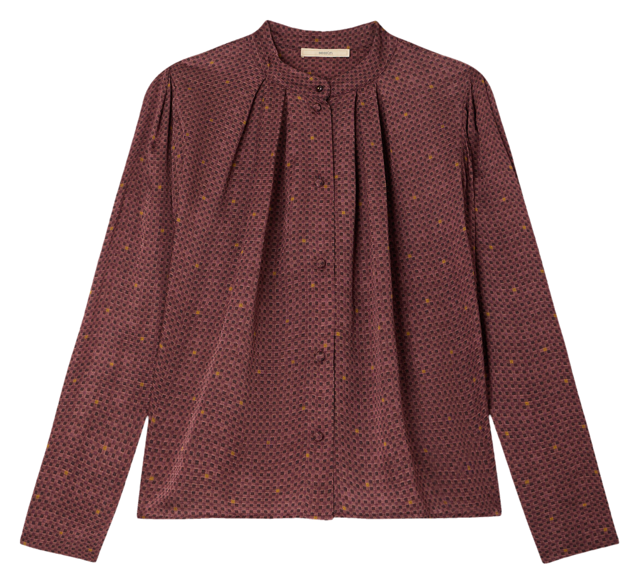 Blouse ajustée plissée à carreaux esperanzo SESSUN Marron