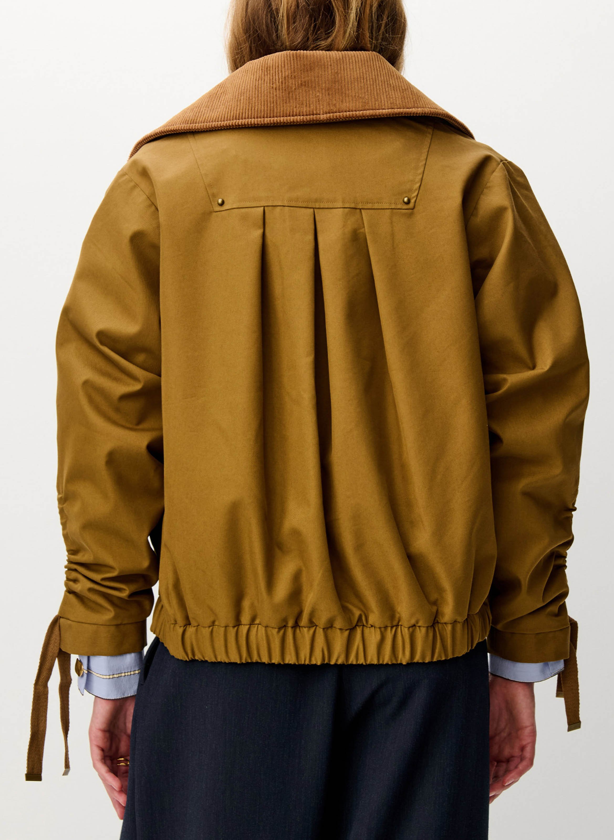 Blouson oversize col classique en coton mélangé diwork SESSUN Marron