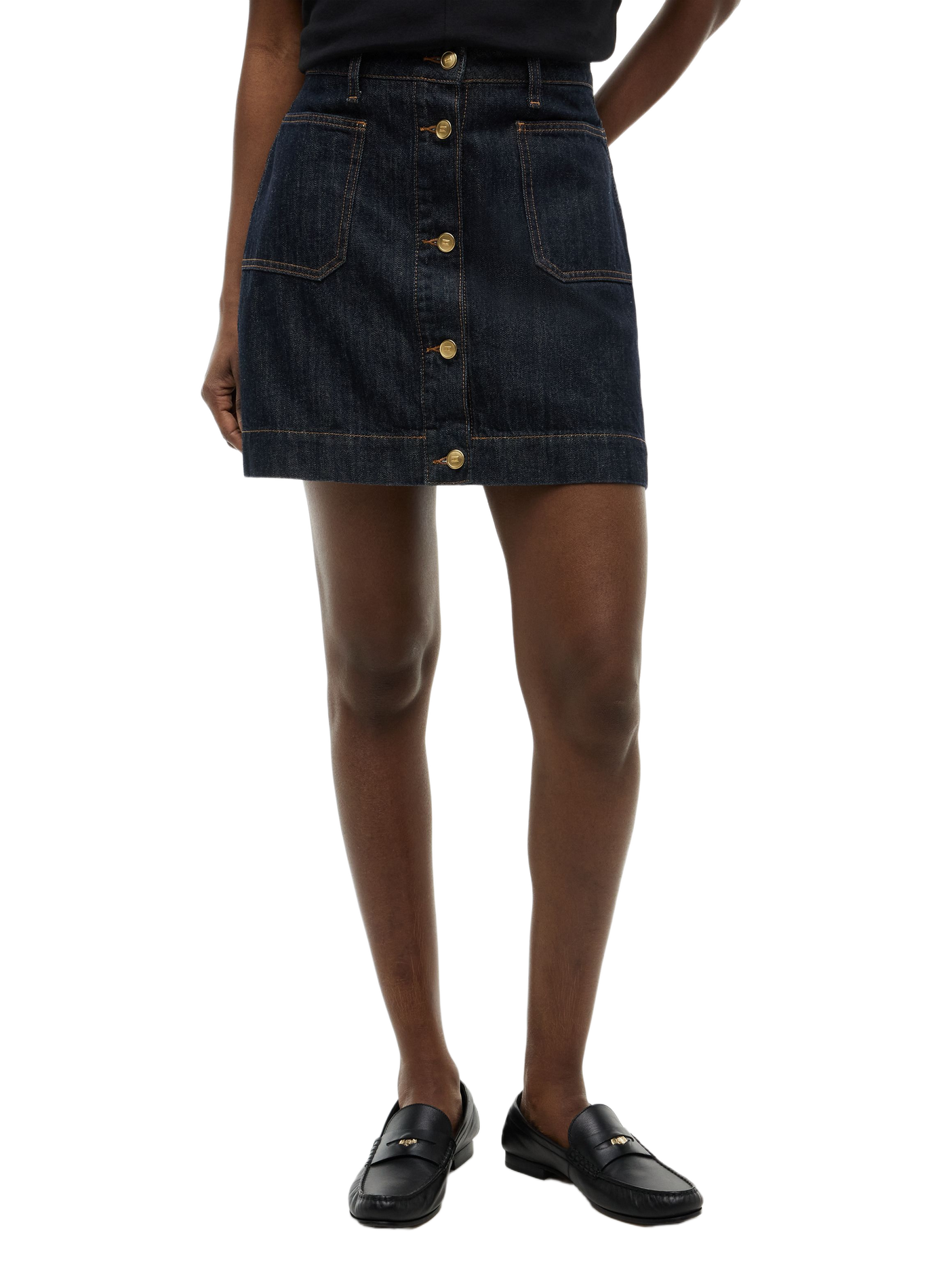 Mini jupe en jeans en coton TOMMY HILFIGER Bleu