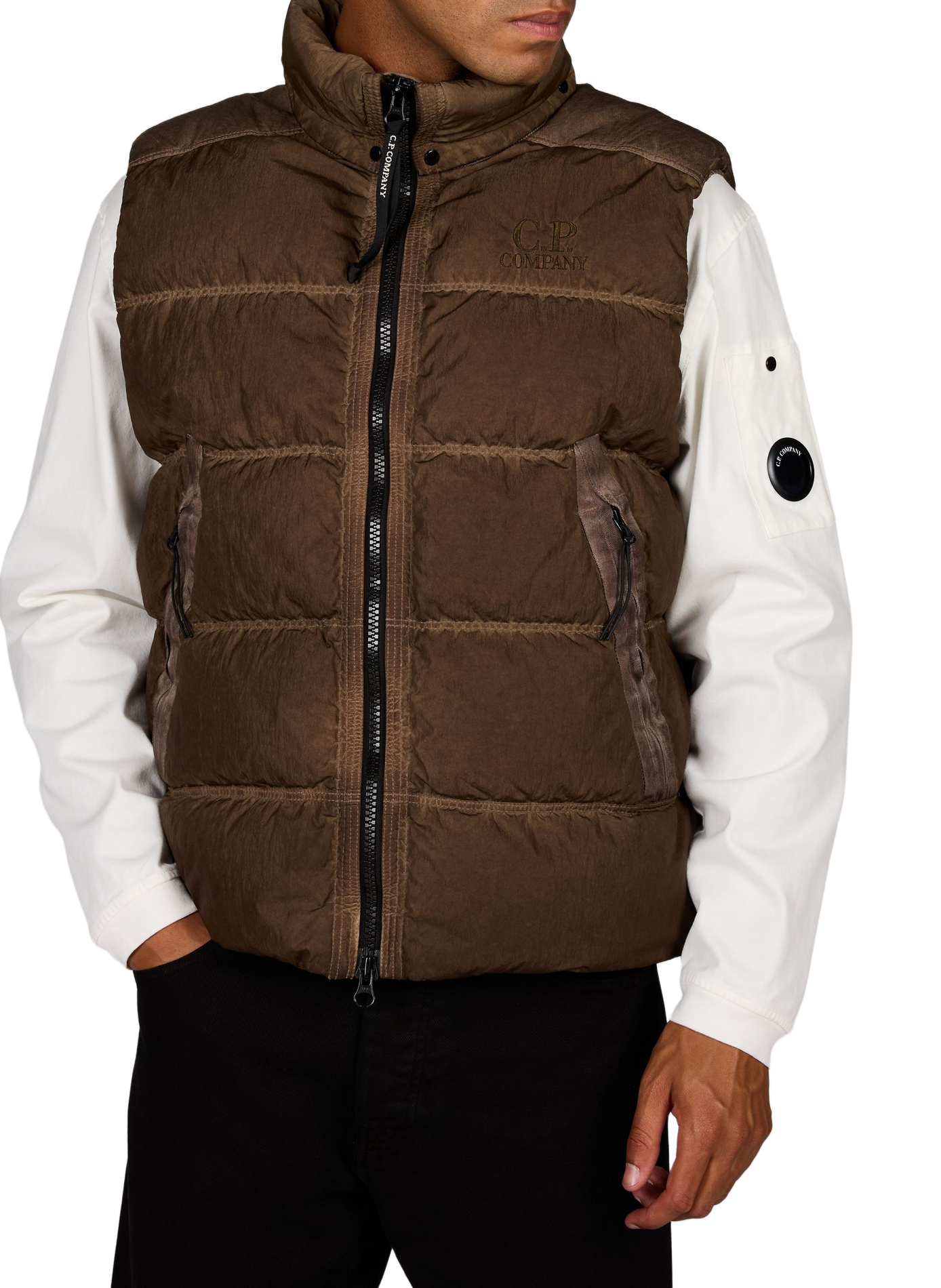 Ärmellose Daunenweste aus Nylon CP COMPANY Braun