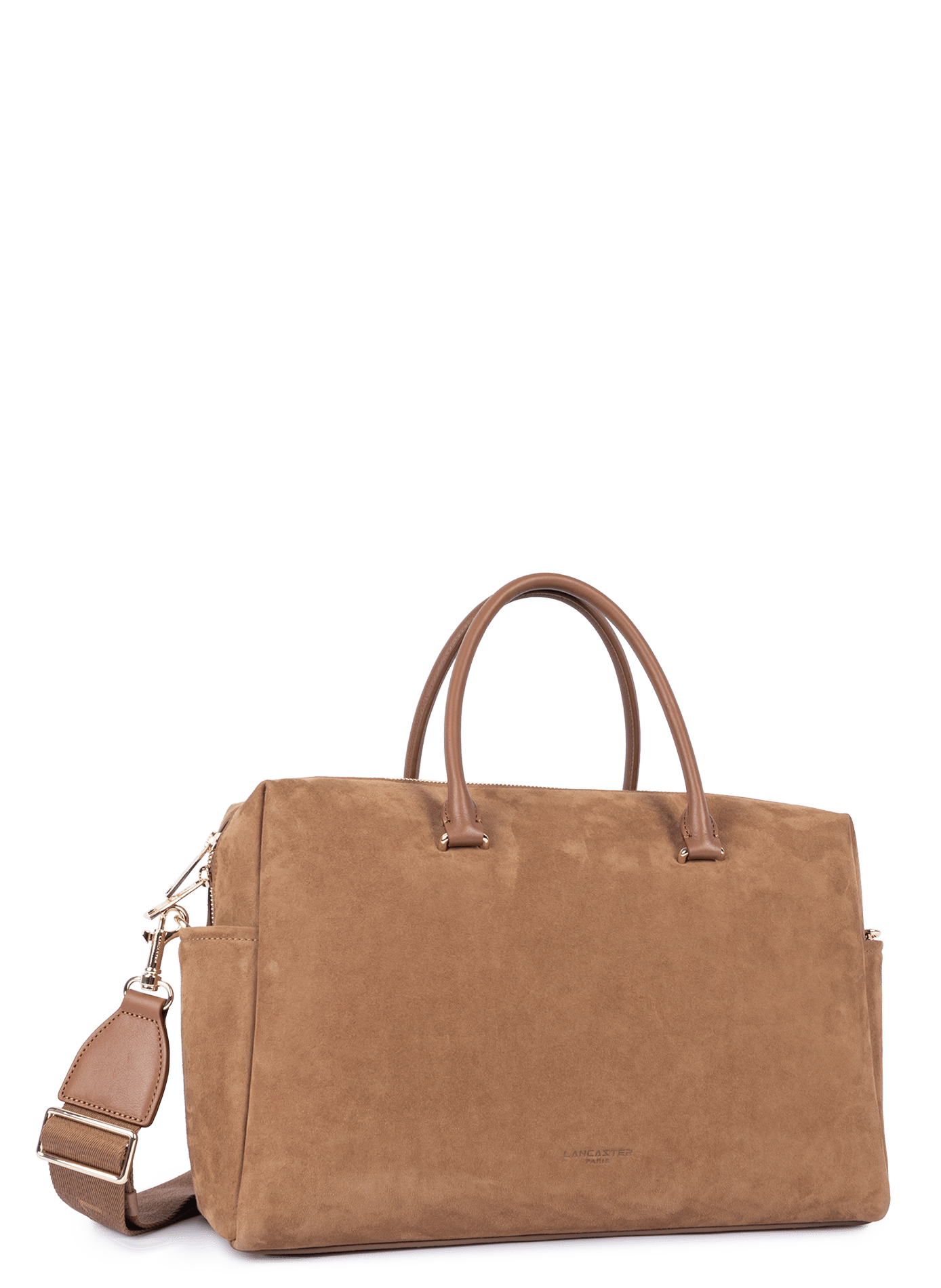 Sac cabas main - suède cube LANCASTER Marron