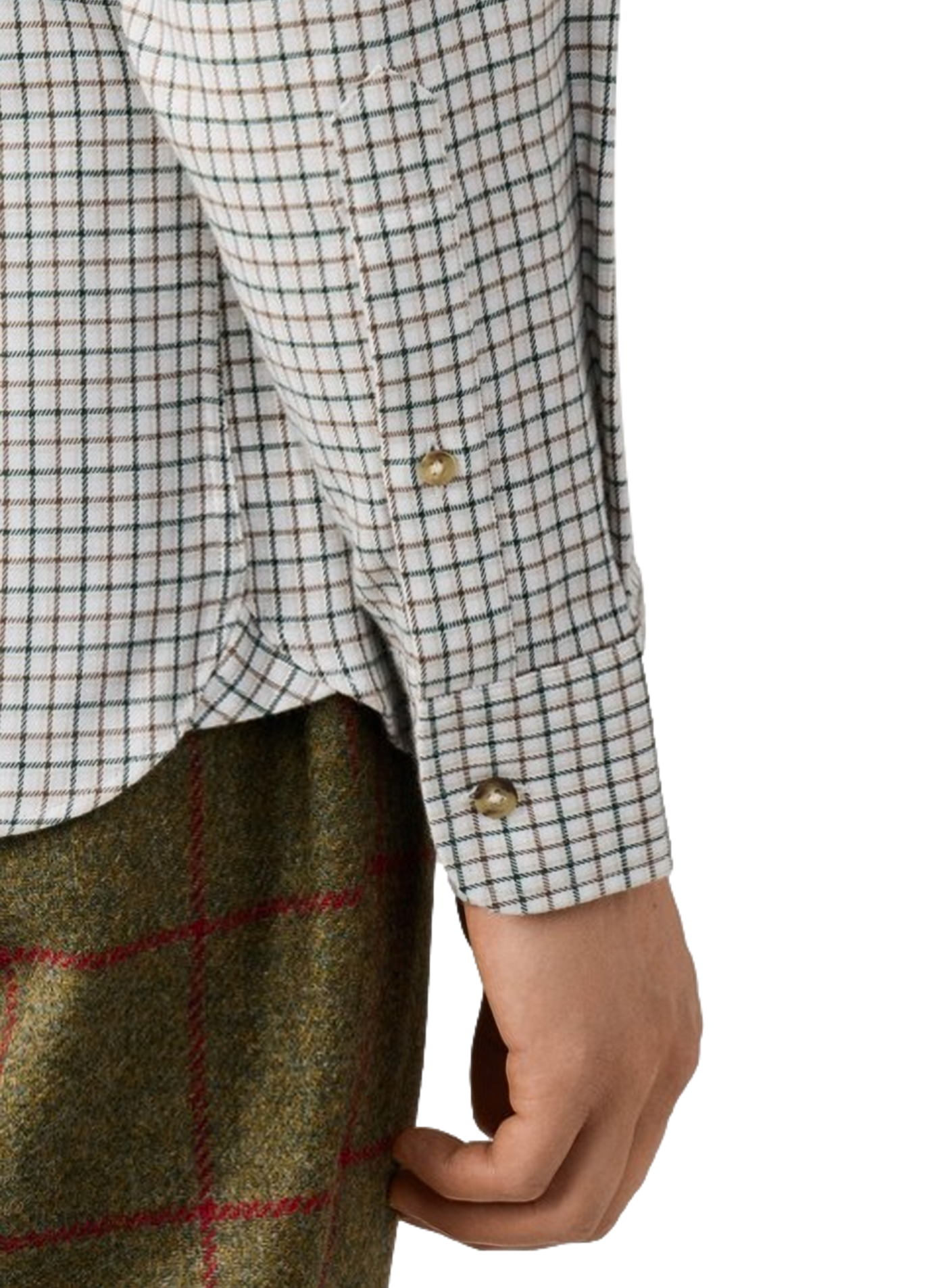 Gerade geschnittenes Baumwollhemd mit Button-down-Kragen und Karomuster HACKETT Grun