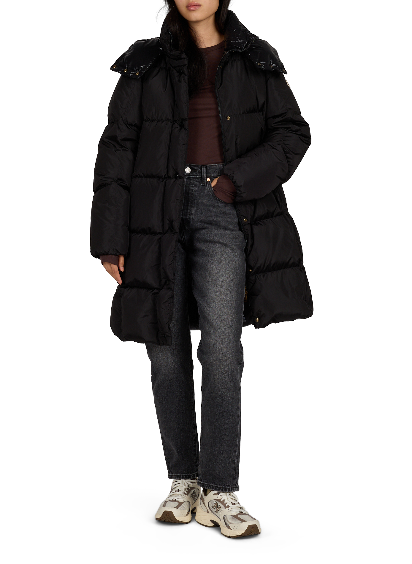 Doudoune LITTE LONG COAT à capuche unie MONCLER Noir