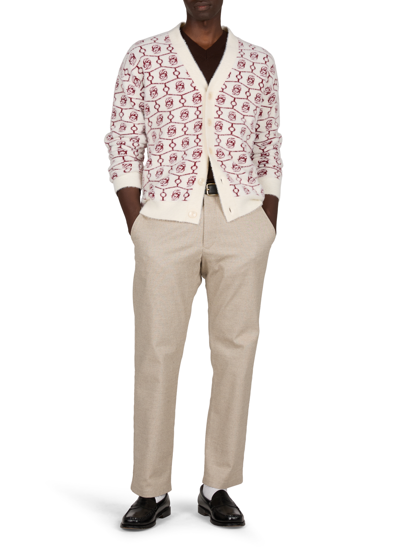 Oversized wool knit cardigan DROLE DE MONSIEUR White