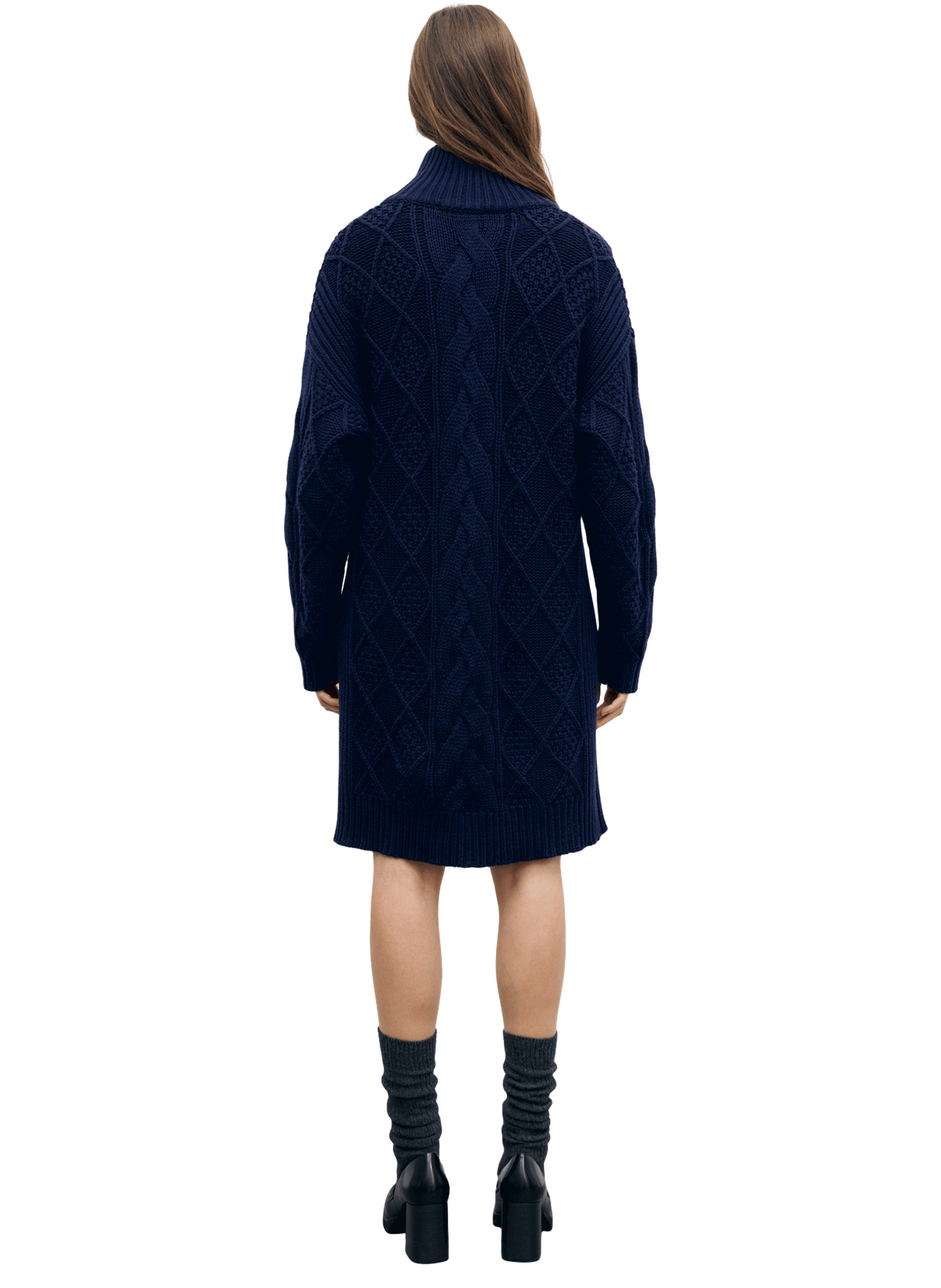 Robe à torsades et col camionneur en laine - crystal GERARD DAREL Bleu