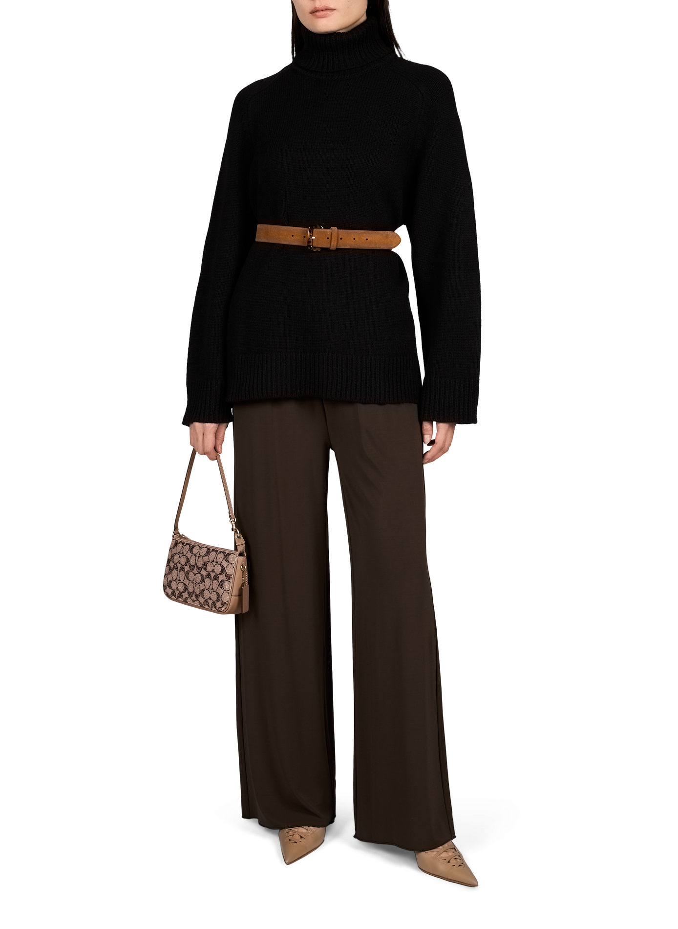 Plaza-Schultertasche mit Strasssteinen COACH Beige