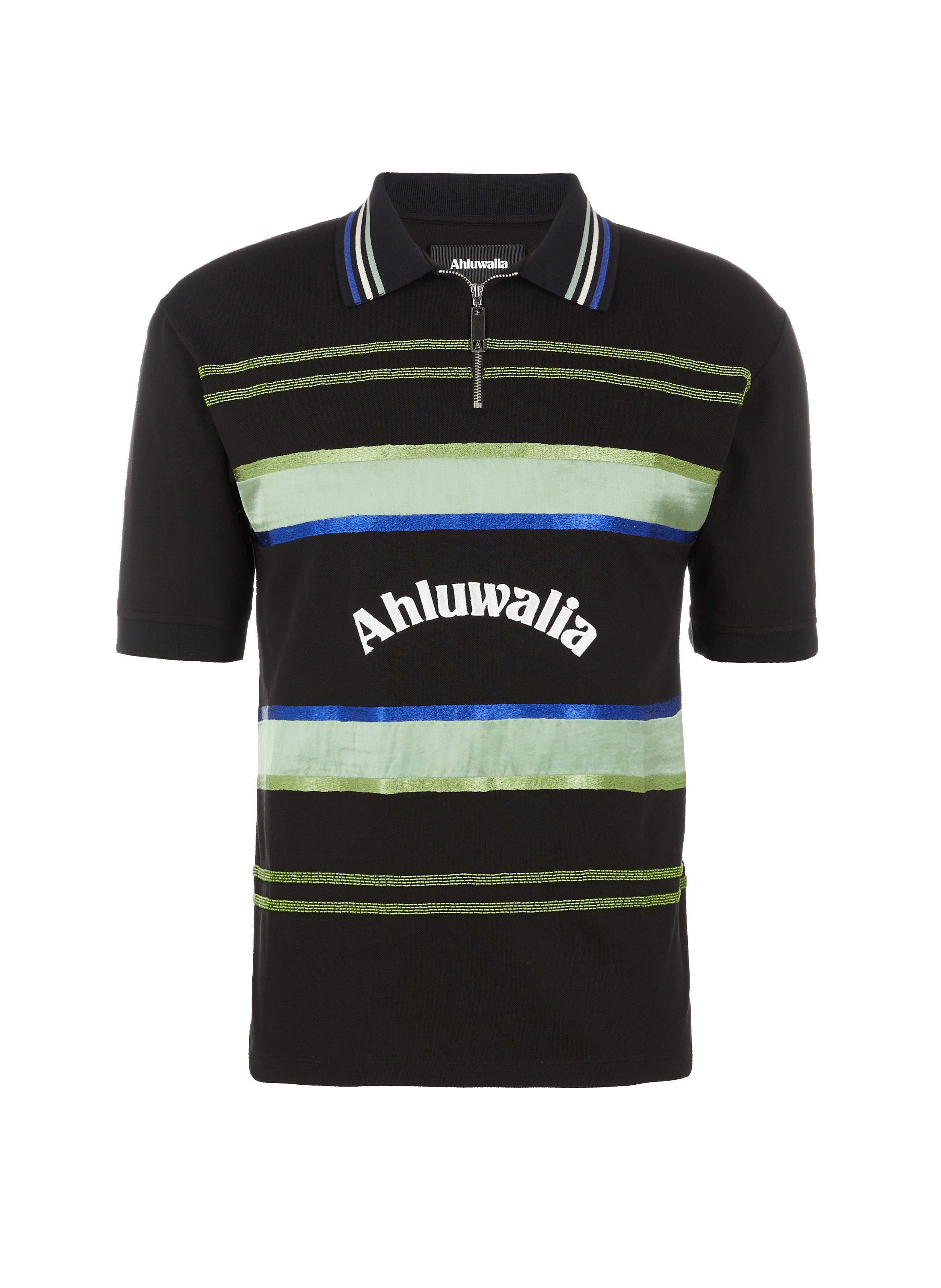 AHLUWALIA Polo à motif Noir