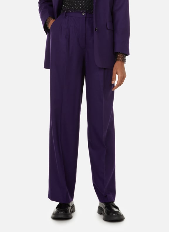 Straight wool trousers Purple by SAISON 1865 SAISON 1865 Straight wool trousers Purple