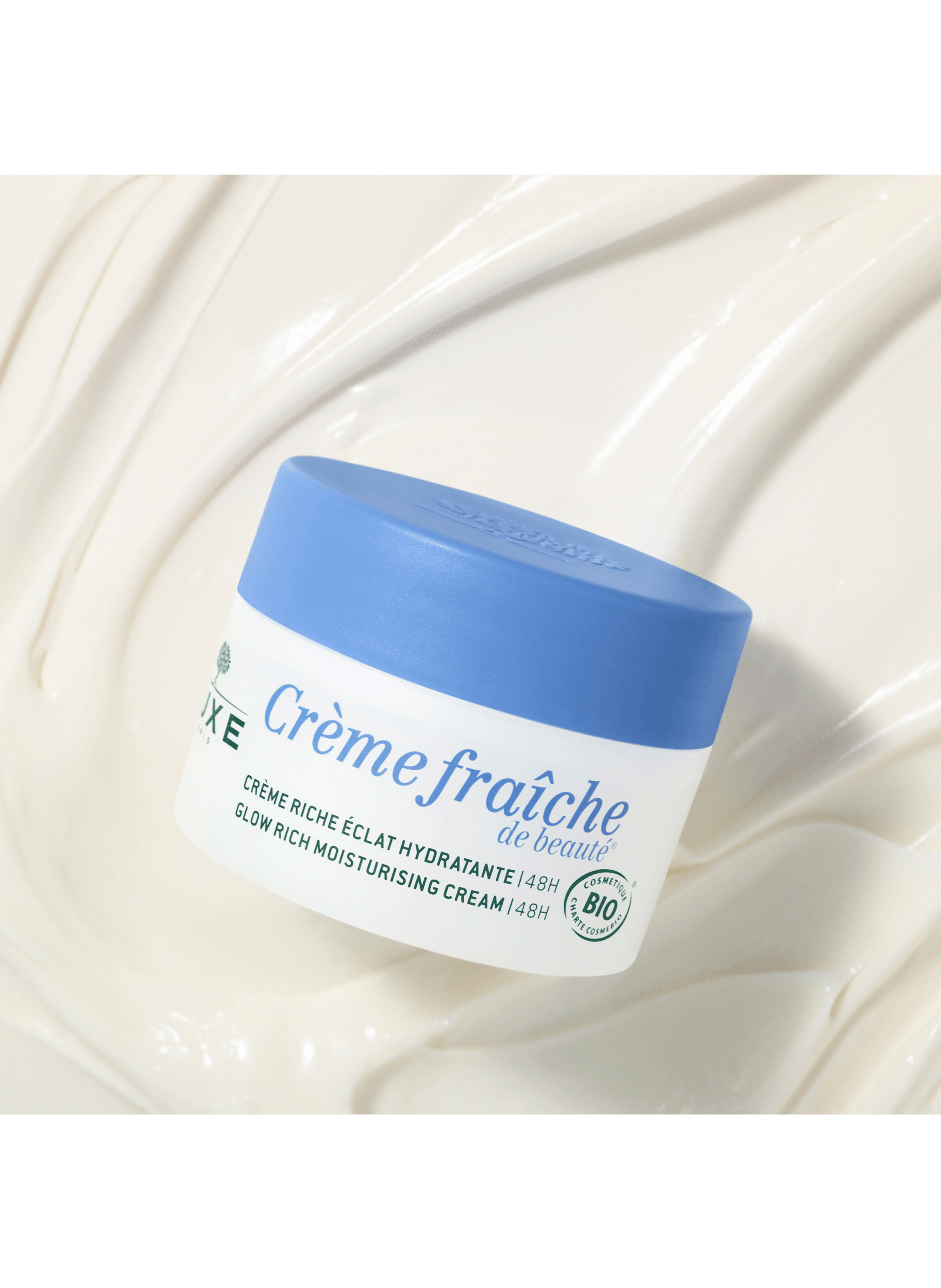 Crème Riche Éclat Hydratante 48H, Certifiée Bio Crème fraîche de beauté® NUXE No color