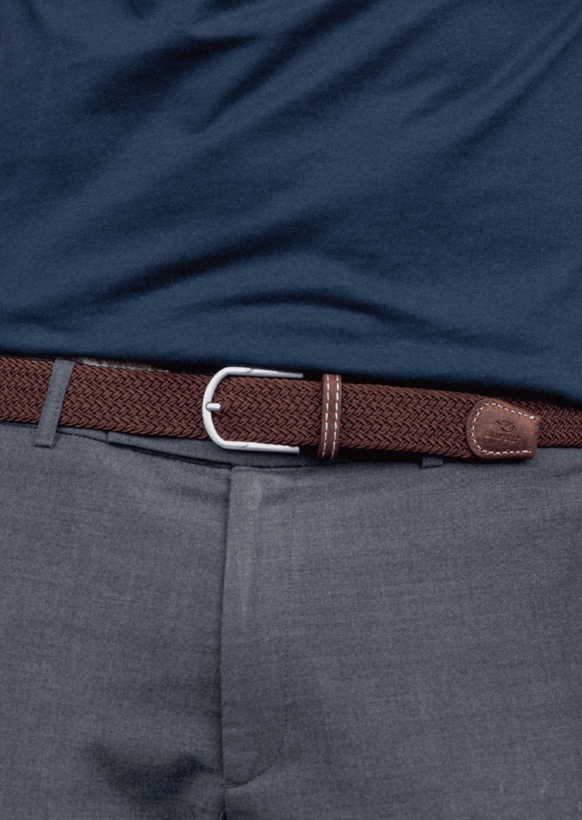 Ceinture tressée élastique unie BILLYBELT Marron