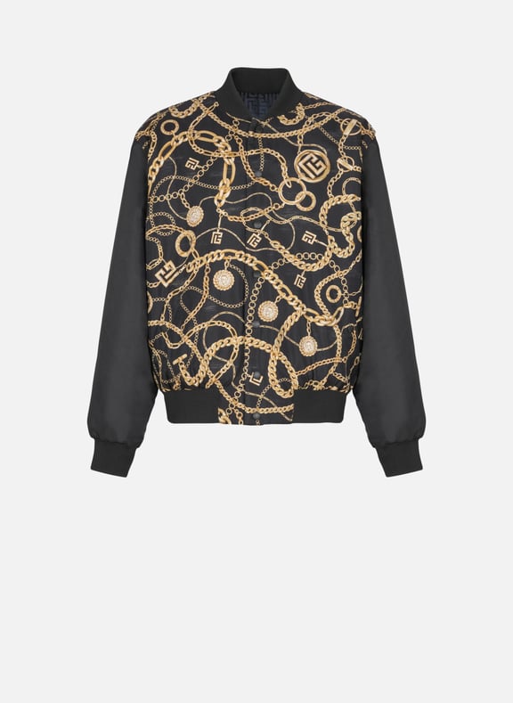 Bomber réversible imprimé motif chaînes Noir by BALMAIN BALMAIN Bomber réversible imprimé motif chaînes Noir
