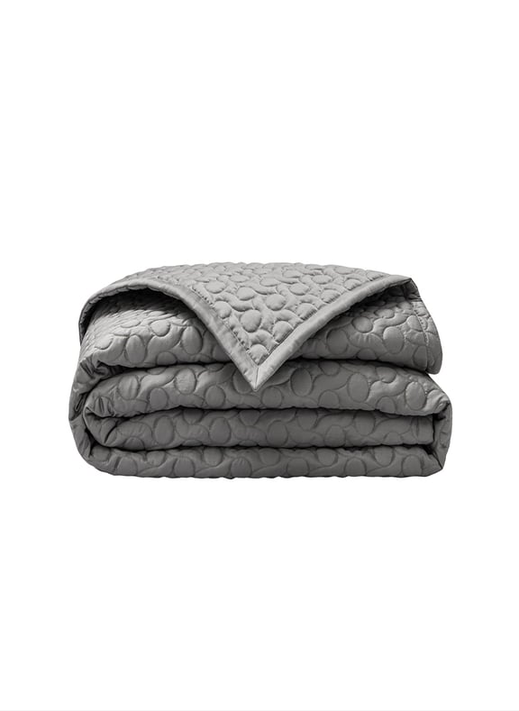 Couvre-lit matelassé uni en satin de coton bio, poesie Gris by ALEXANDRE TURPAULT ALEXANDRE TURPAULT Couvre-lit matelassé uni en satin de coton bio, poesie Gris