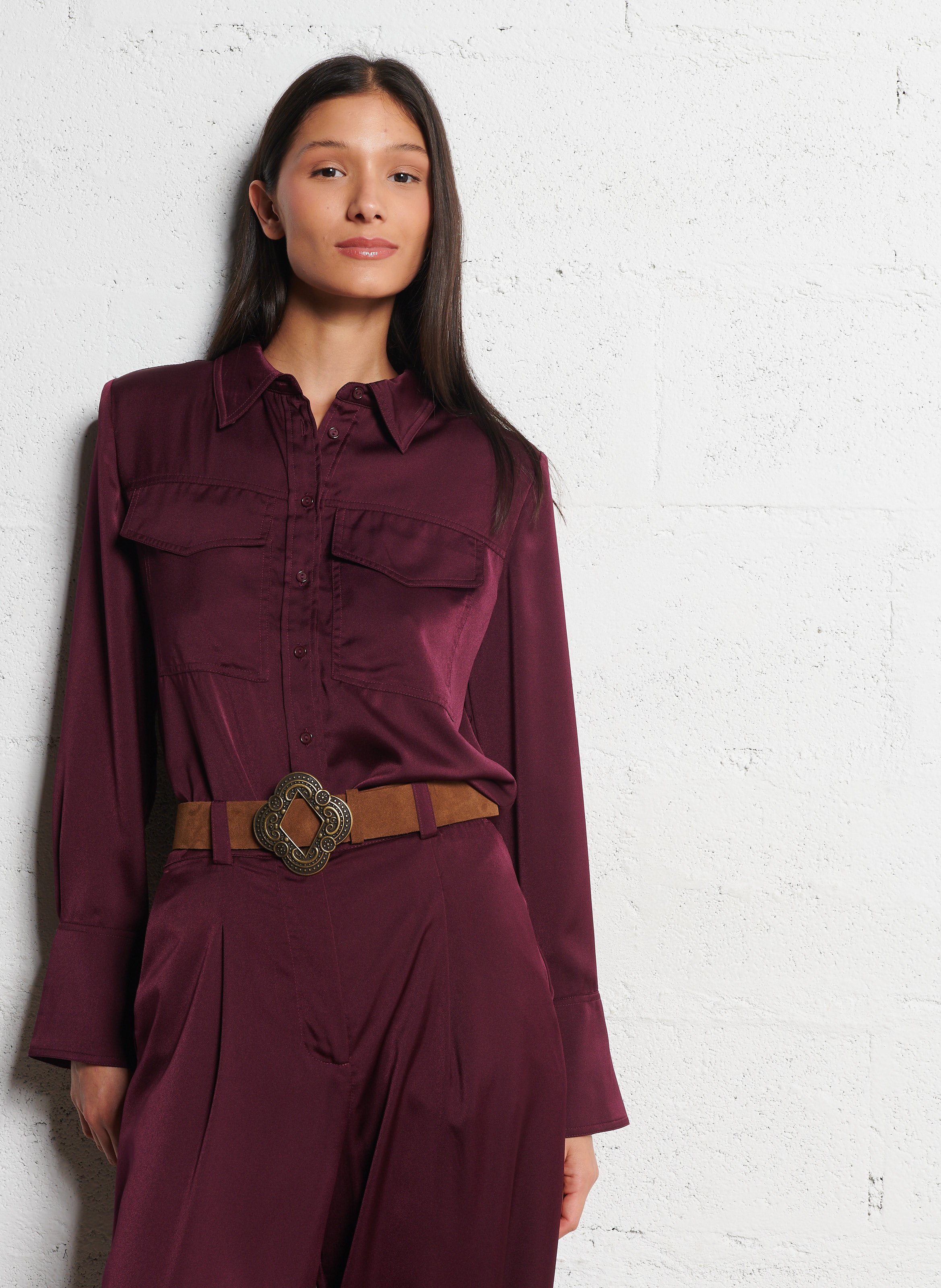 Chemise droite satinée canoli BA&SH Violet