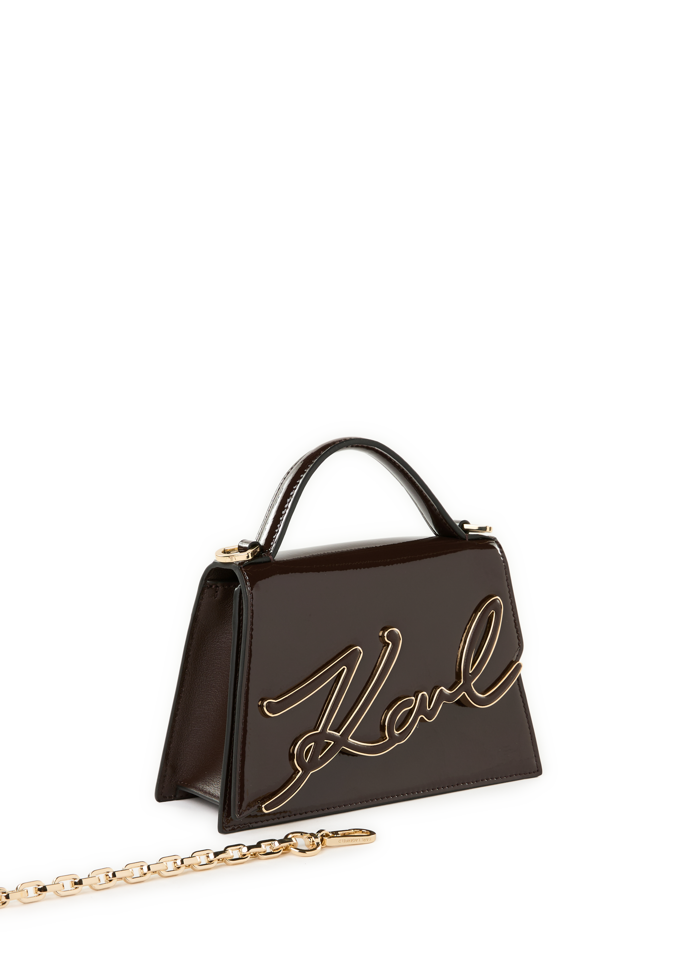 Small patent leather handbag KARL LAGERFELD Brown